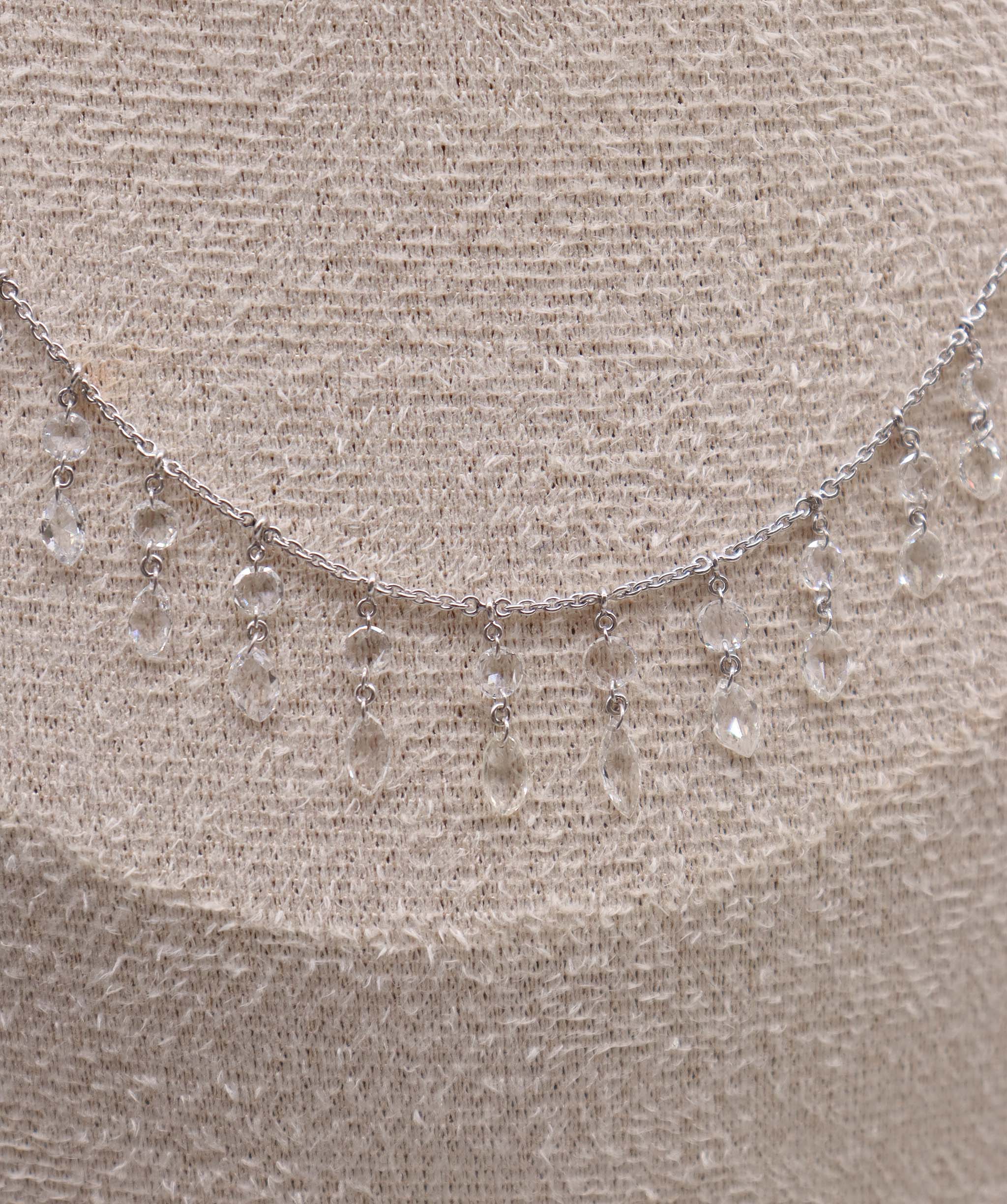 LUXURY PROMISE WHITE MARQUISE ROSECUT NECKLACETW:4.00CT GOLD:3.31G C9368