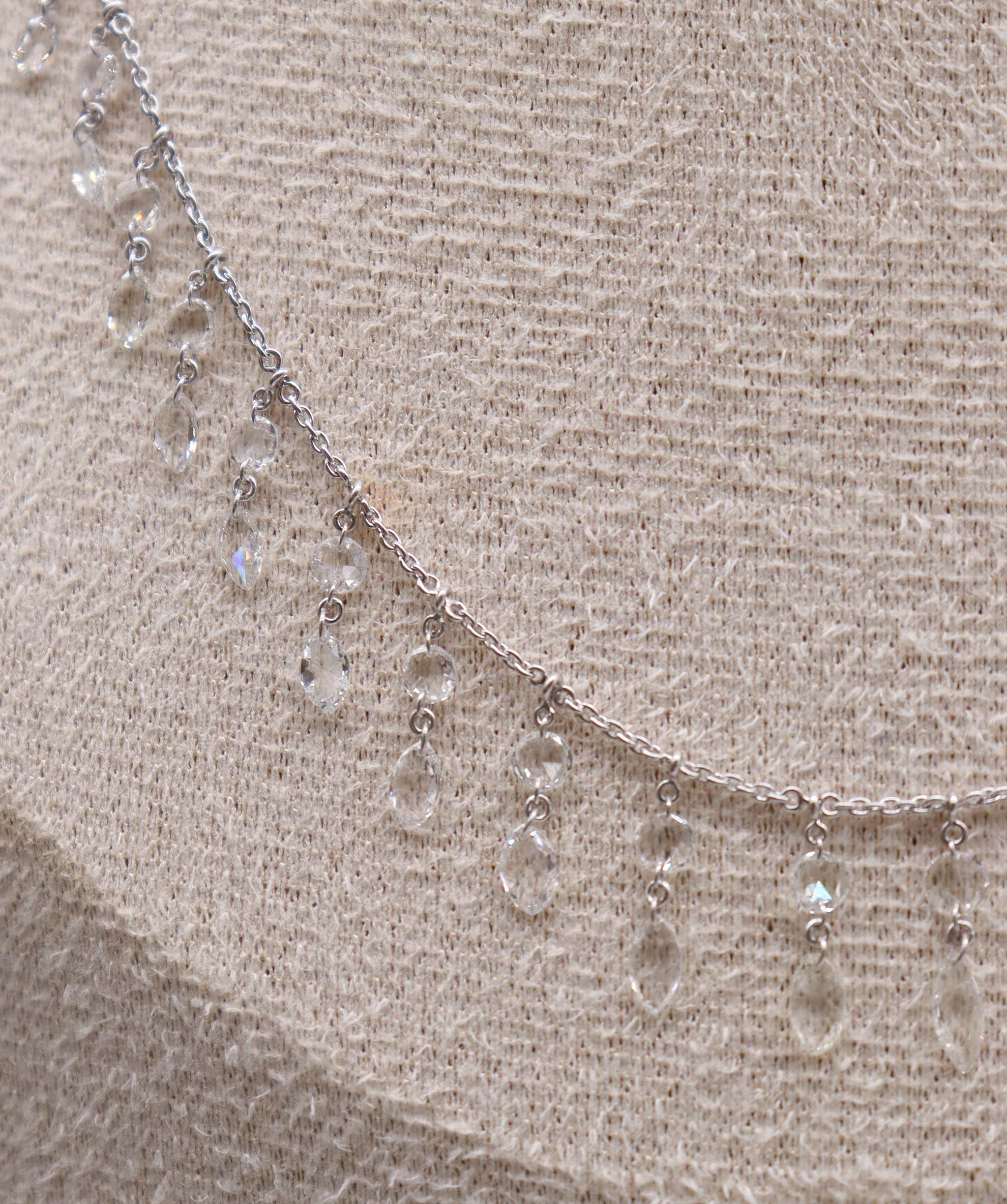 LUXURY PROMISE WHITE MARQUISE ROSECUT NECKLACETW:4.00CT GOLD:3.31G C9368