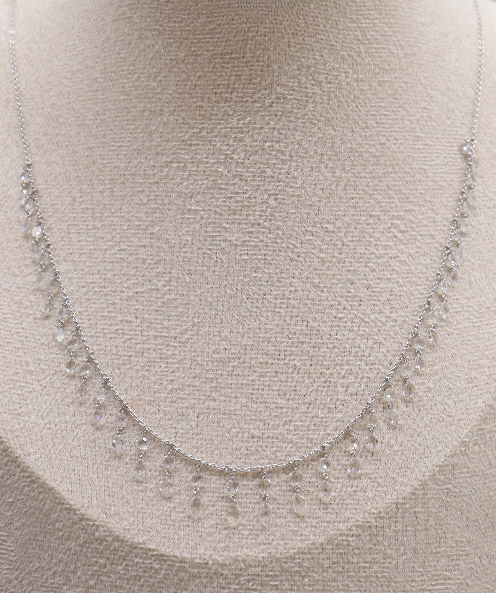 LUXURY PROMISE WHITE MARQUISE ROSECUT NECKLACETW:4.00CT GOLD:3.31G C9368
