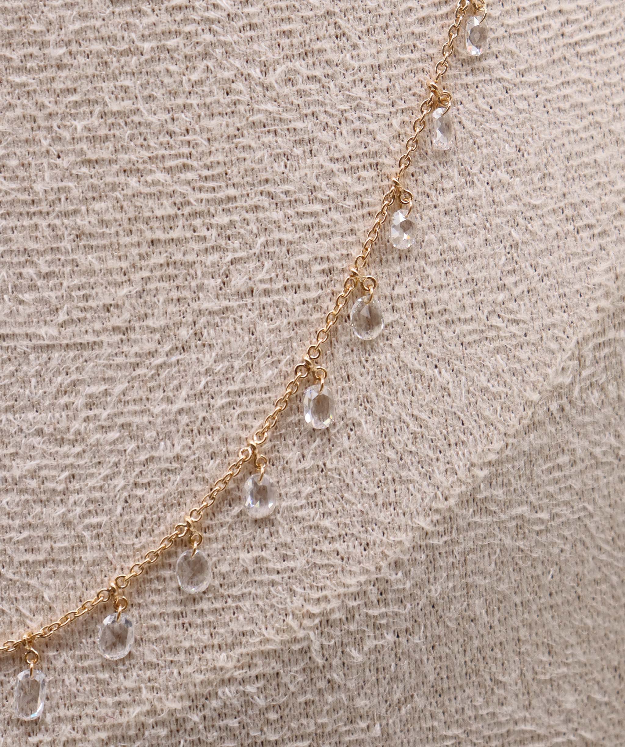 LUXURY PROMISE WHITE OVAL ROSECUT NECKLACE TW:1.62CT GOLD:2.70G C12335