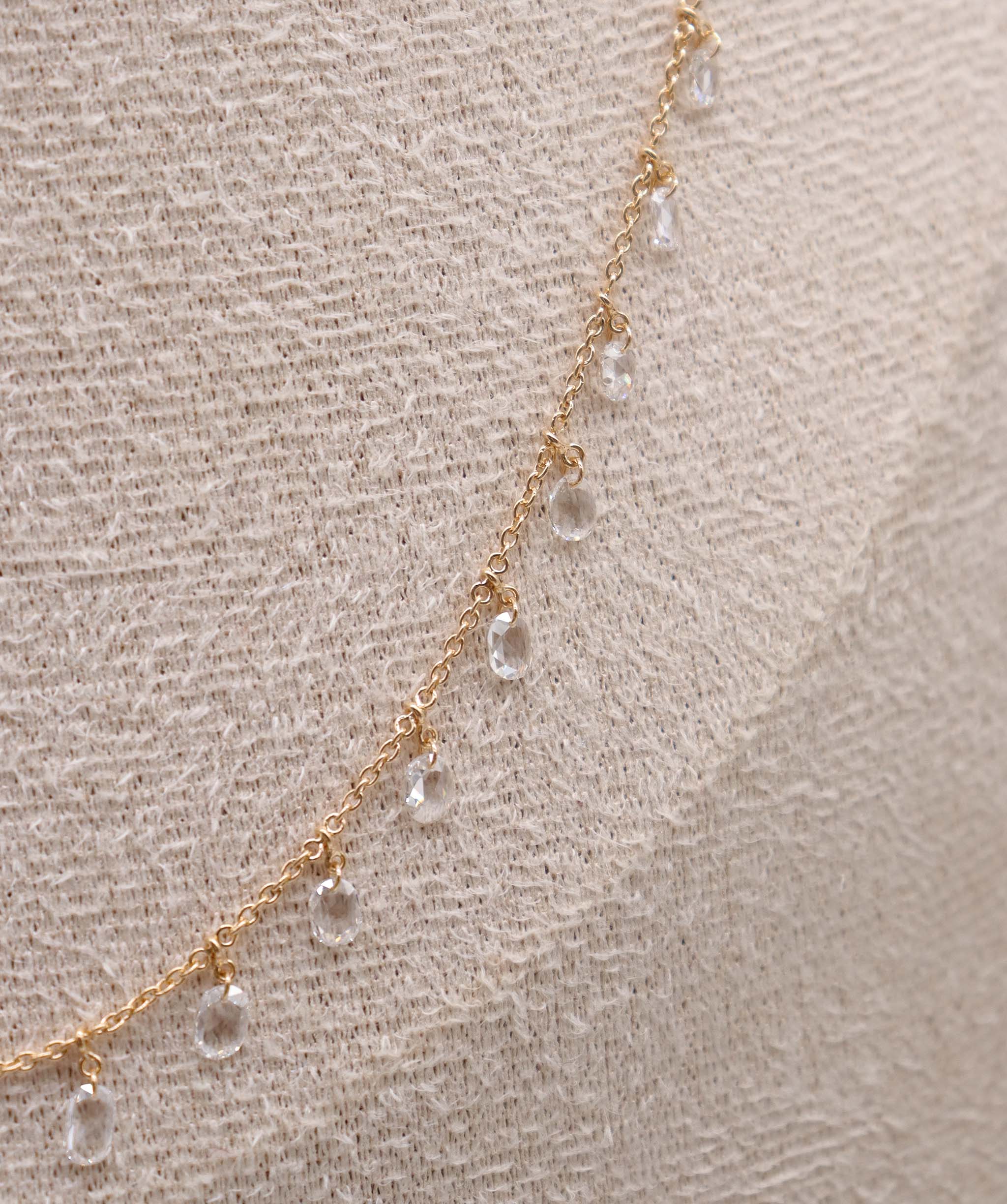 LUXURY PROMISE WHITE OVAL ROSECUT NECKLACE TW:1.62CT GOLD:2.70G C12335