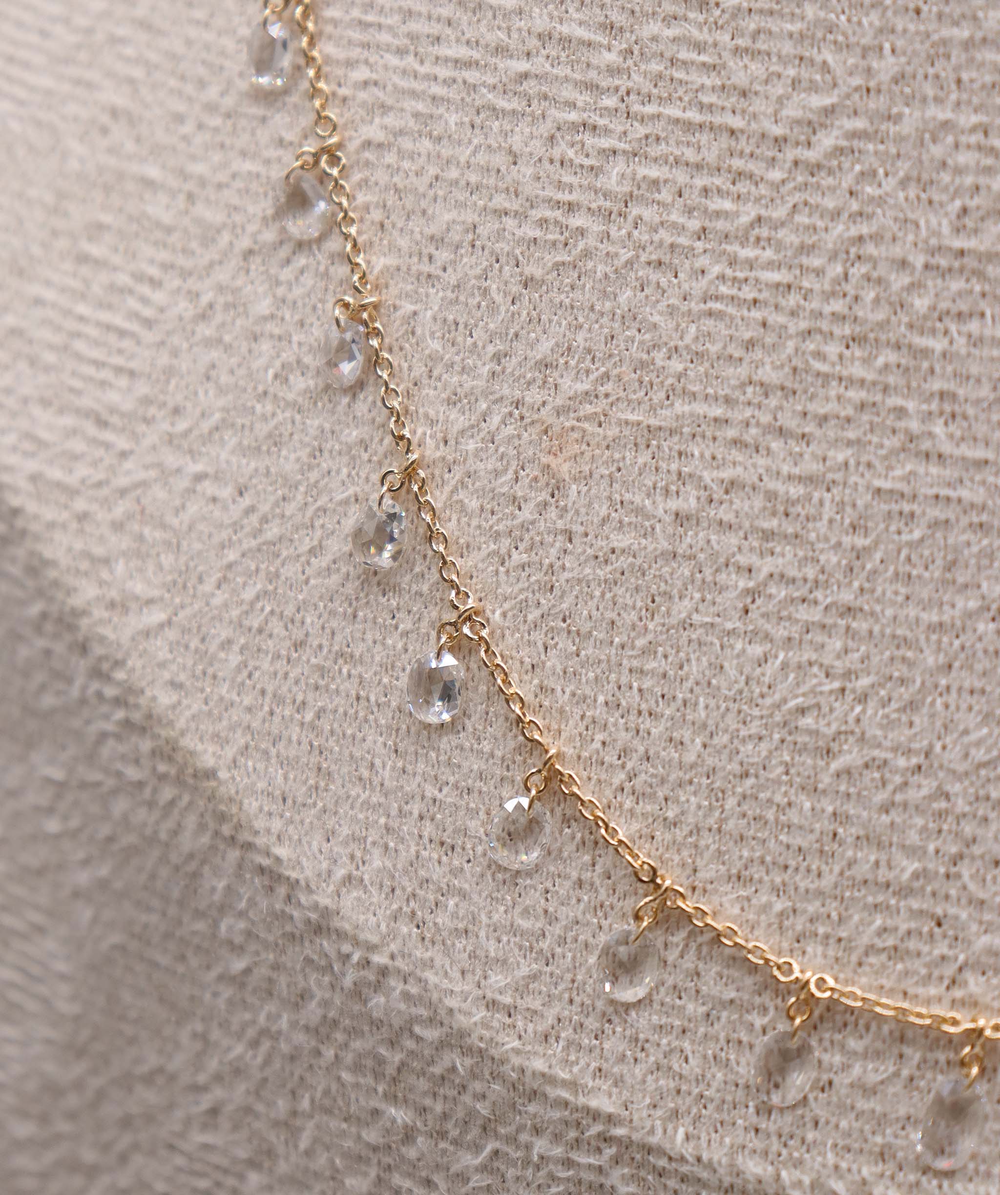 LUXURY PROMISE WHITE OVAL ROSECUT NECKLACE TW:1.62CT GOLD:2.70G C12335