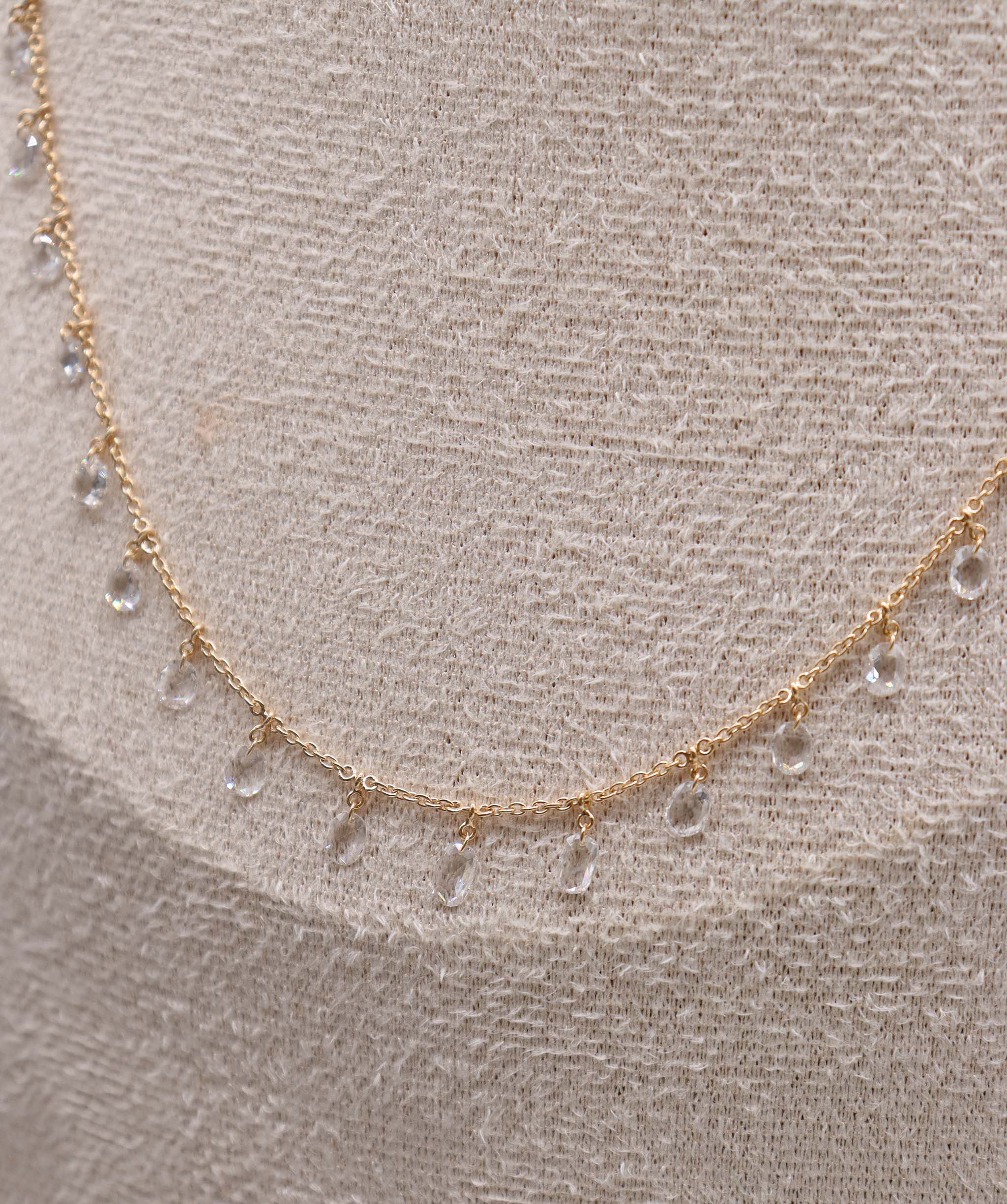 LUXURY PROMISE WHITE OVAL ROSECUT NECKLACE TW:1.62CT GOLD:2.70G C12335