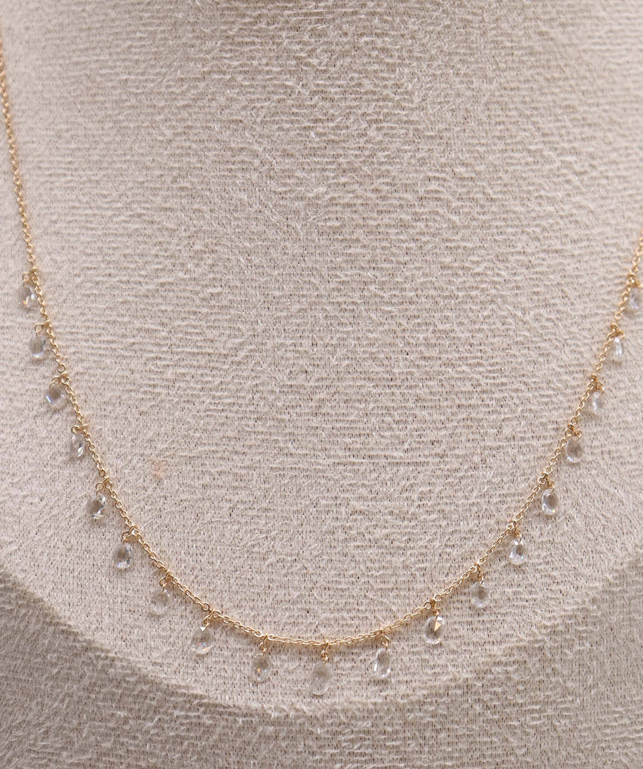 LUXURY PROMISE WHITE OVAL ROSECUT NECKLACE TW:1.62CT GOLD:2.70G C12335
