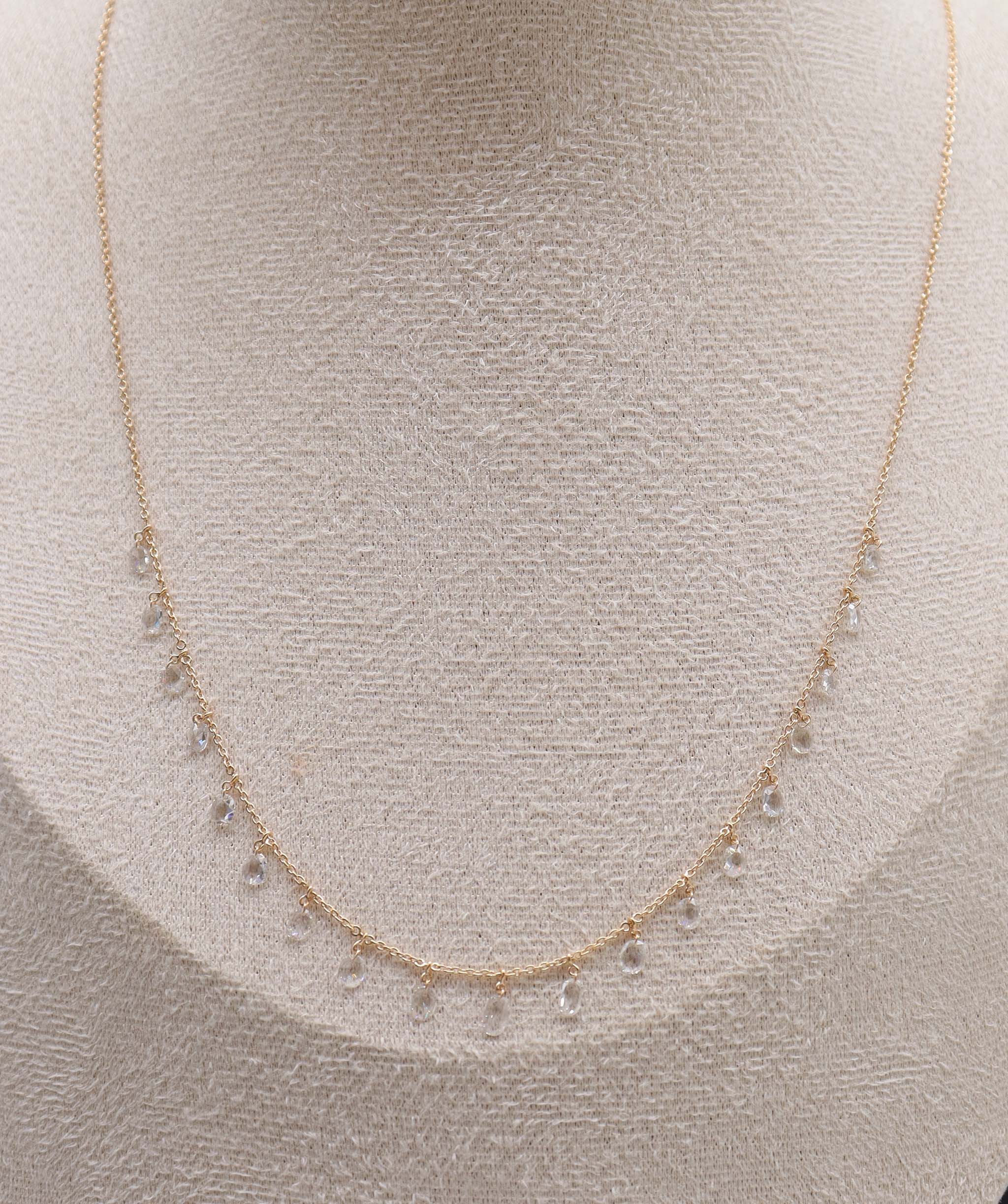 LUXURY PROMISE WHITE OVAL ROSECUT NECKLACE TW:1.62CT GOLD:2.70G C12335