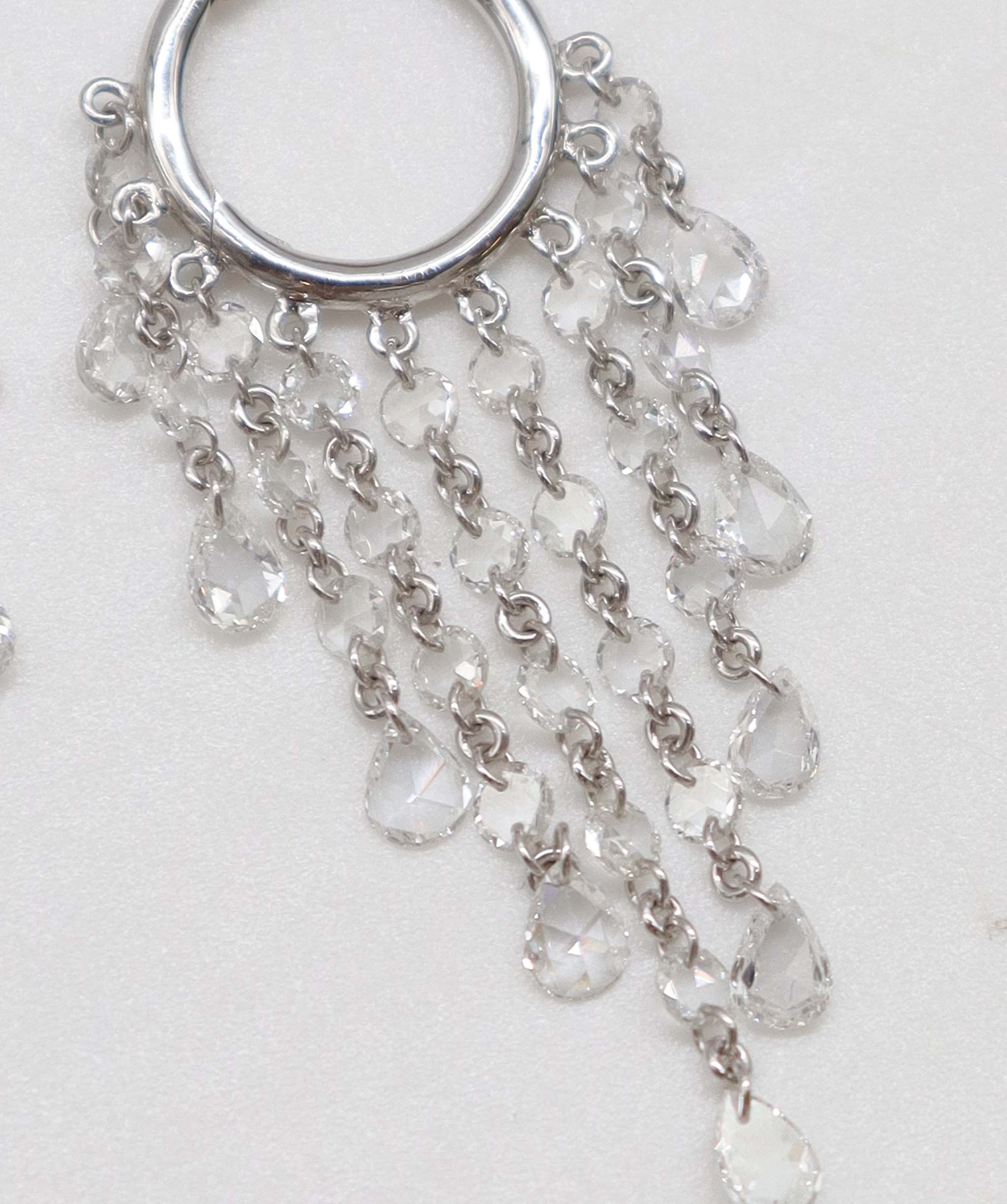 LUXURY PROMISE WHITE PEAR ROSECUT EARRINGS TW:2.73CT GOLD:2.25G E7869