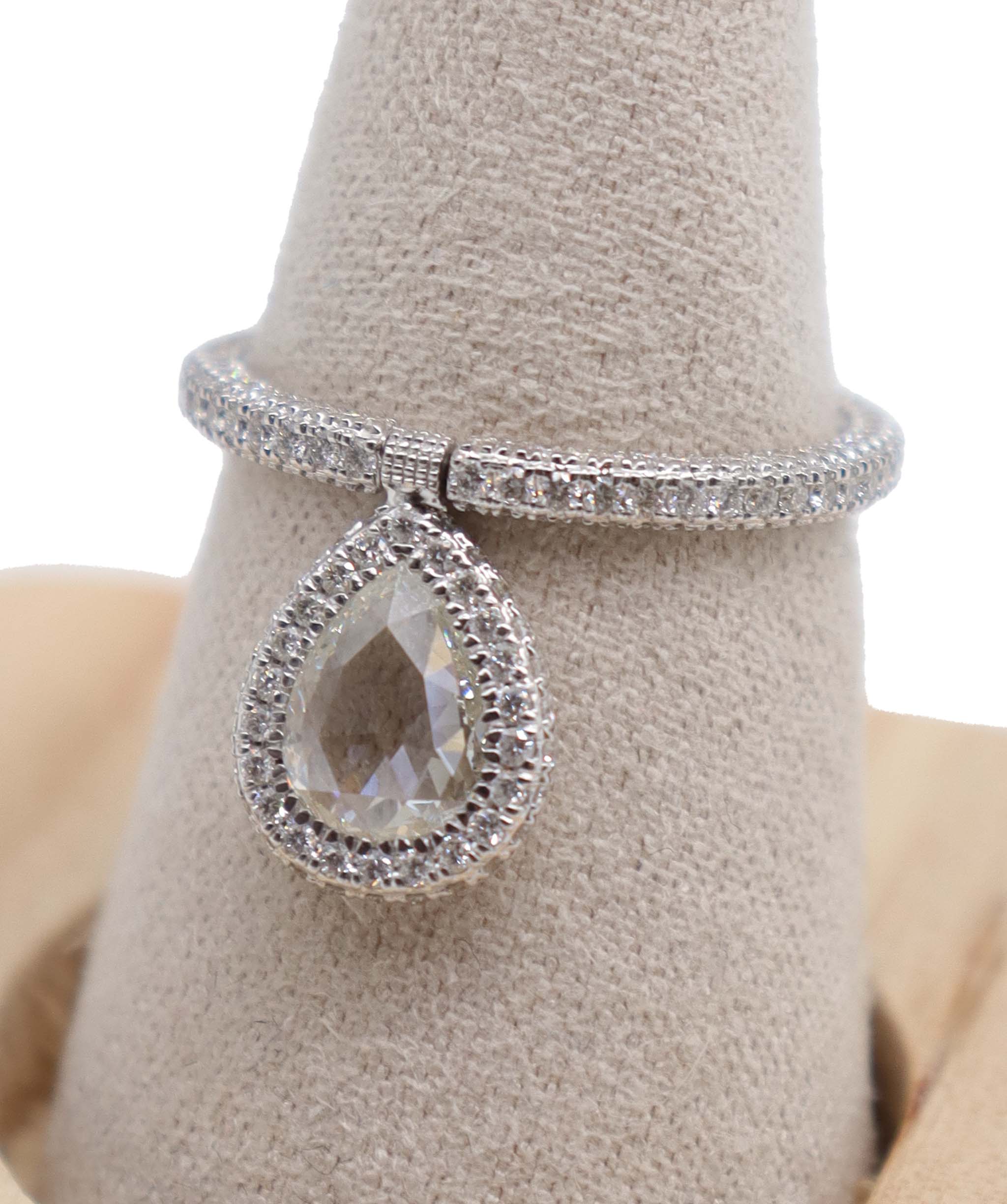 Luxury Promise White Pear Rosecut with Small Diamonds R4454