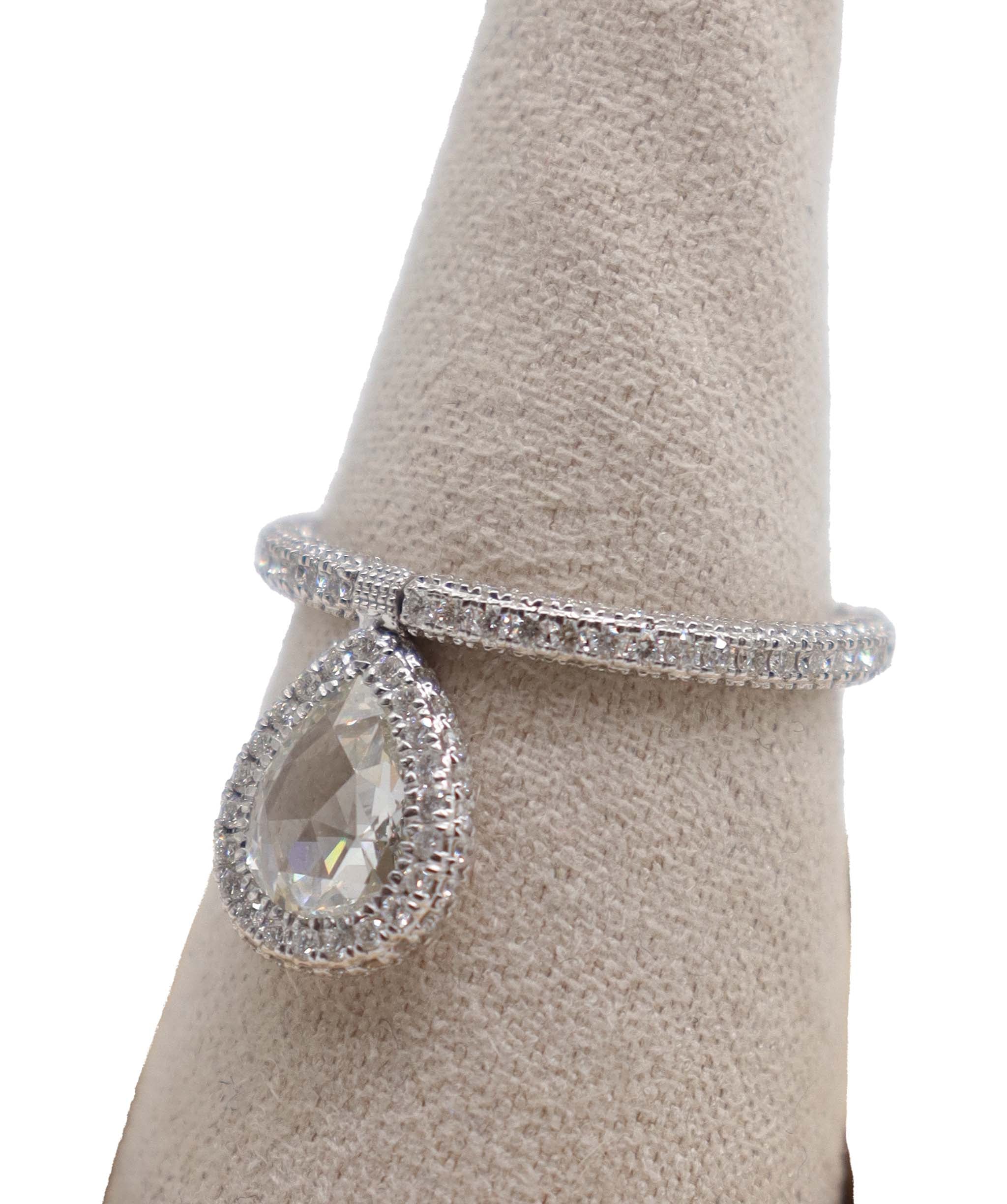 Luxury Promise White Pear Rosecut with Small Diamonds R4454