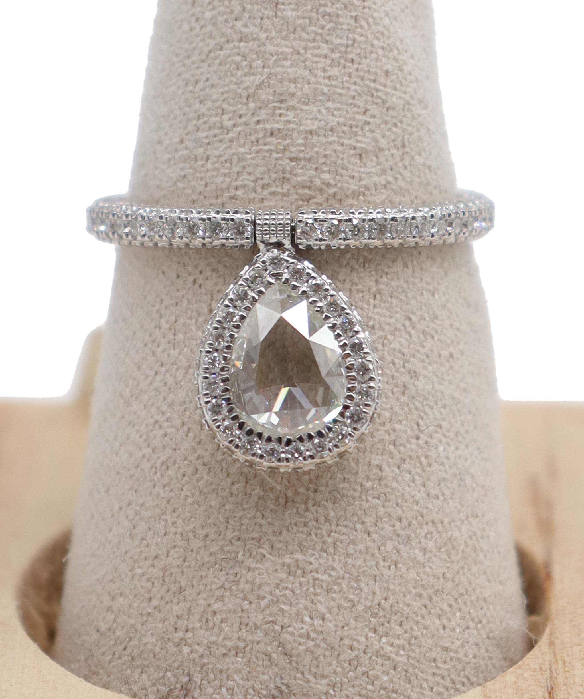 Luxury Promise White Pear Rosecut with Small Diamonds R4454