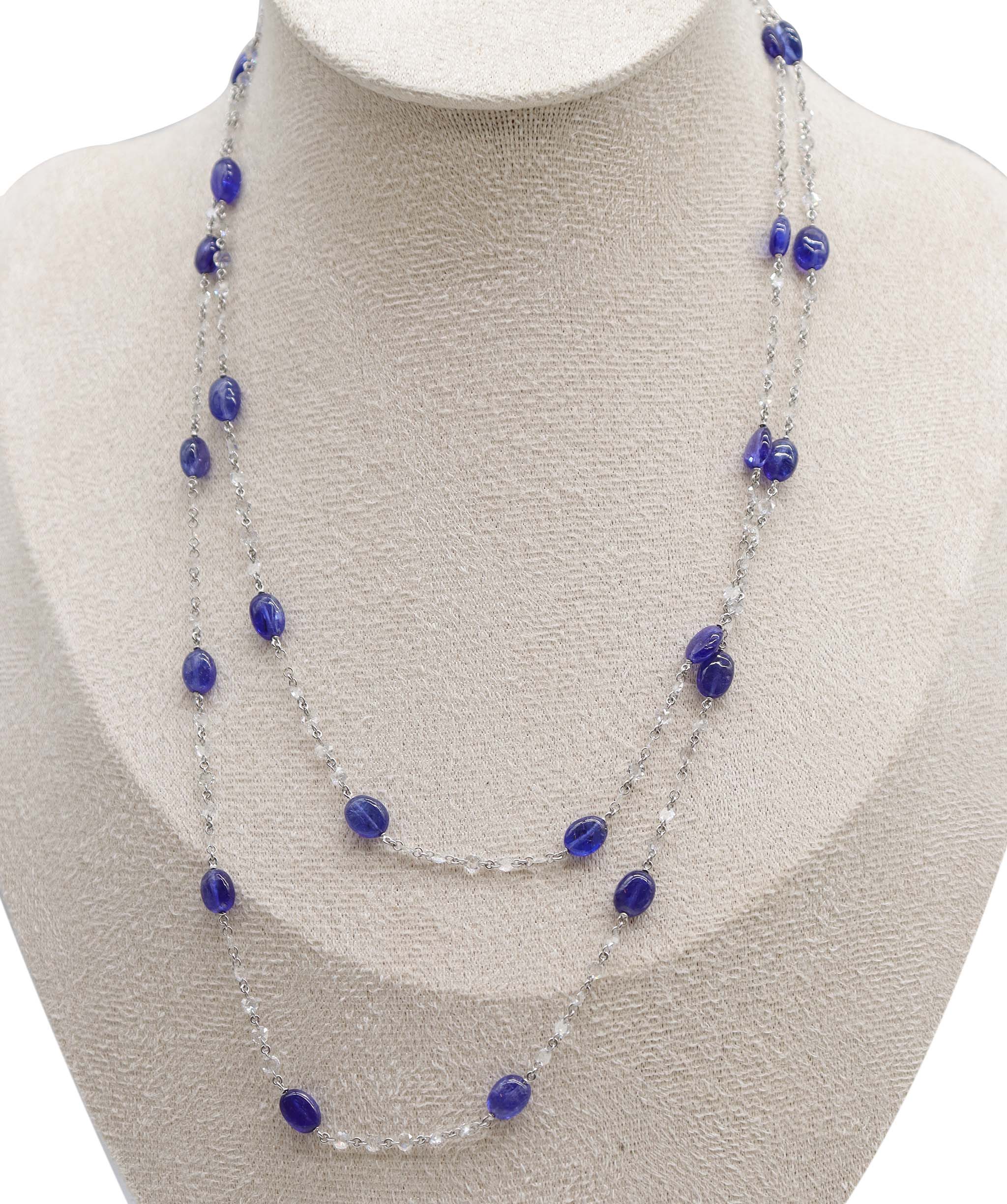 Luxury Promise White Rosecut BLUE SAPPHIRE LONG BDS(H)TW:34.77 GOLD:3.75G  C8947