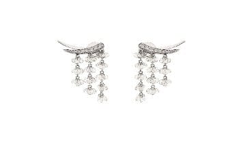 LUXURY PROMISE WHITE ROSECUT EARRINGS TW:3.47CT GOLD:3.17G E7895