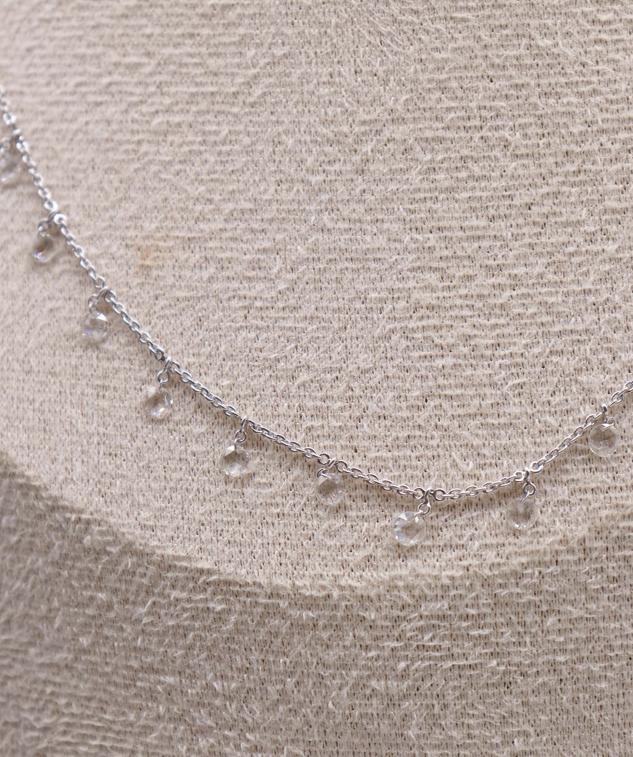 LUXURY PROMISE WHITE  ROSECUT NECKLACE TW:1.10CT GOLD:3.01G C10338