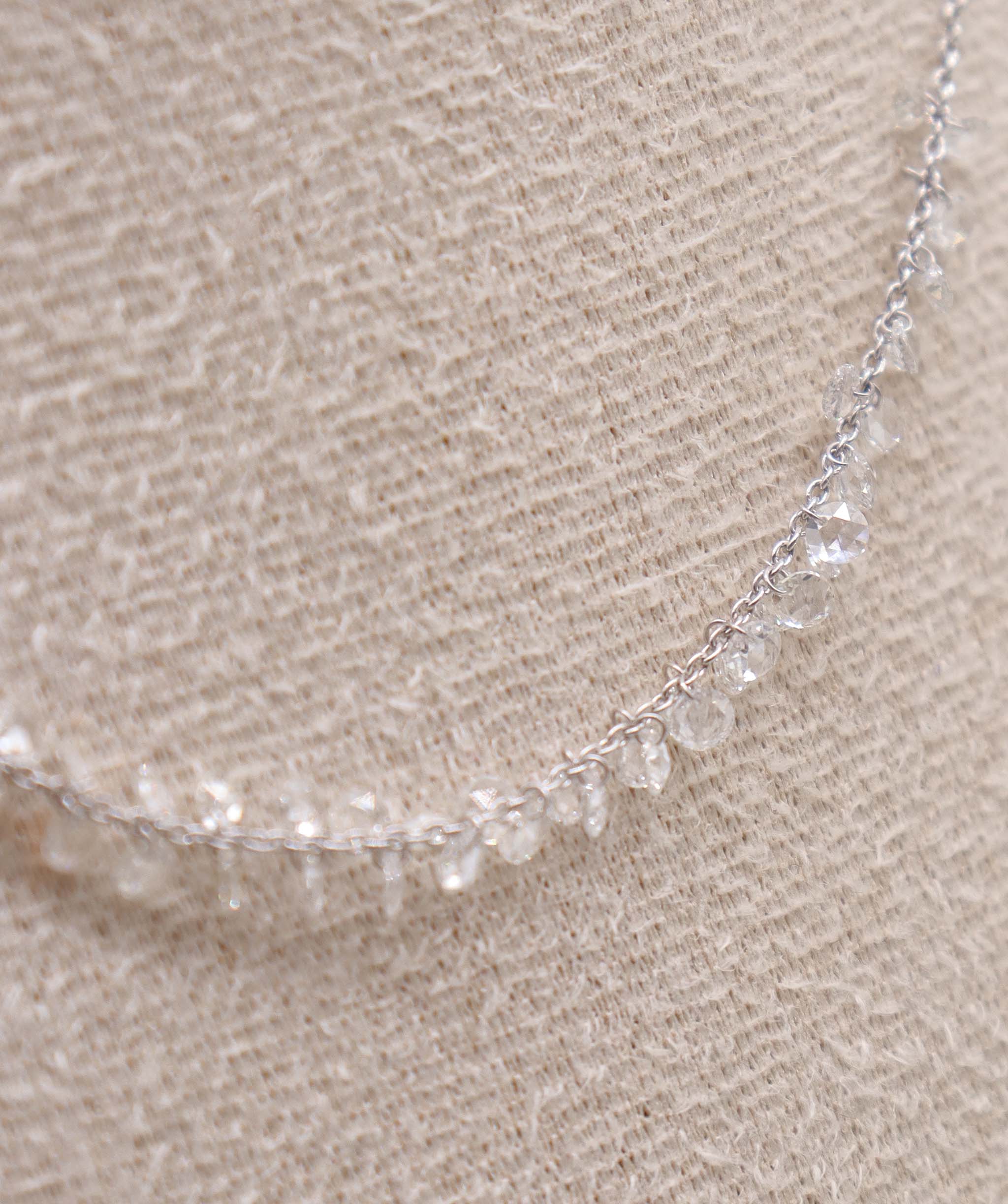 LUXURY PROMISE WHITE ROSECUT NECKLACE TW-2.21CT GOLD: 2.41G  C12302