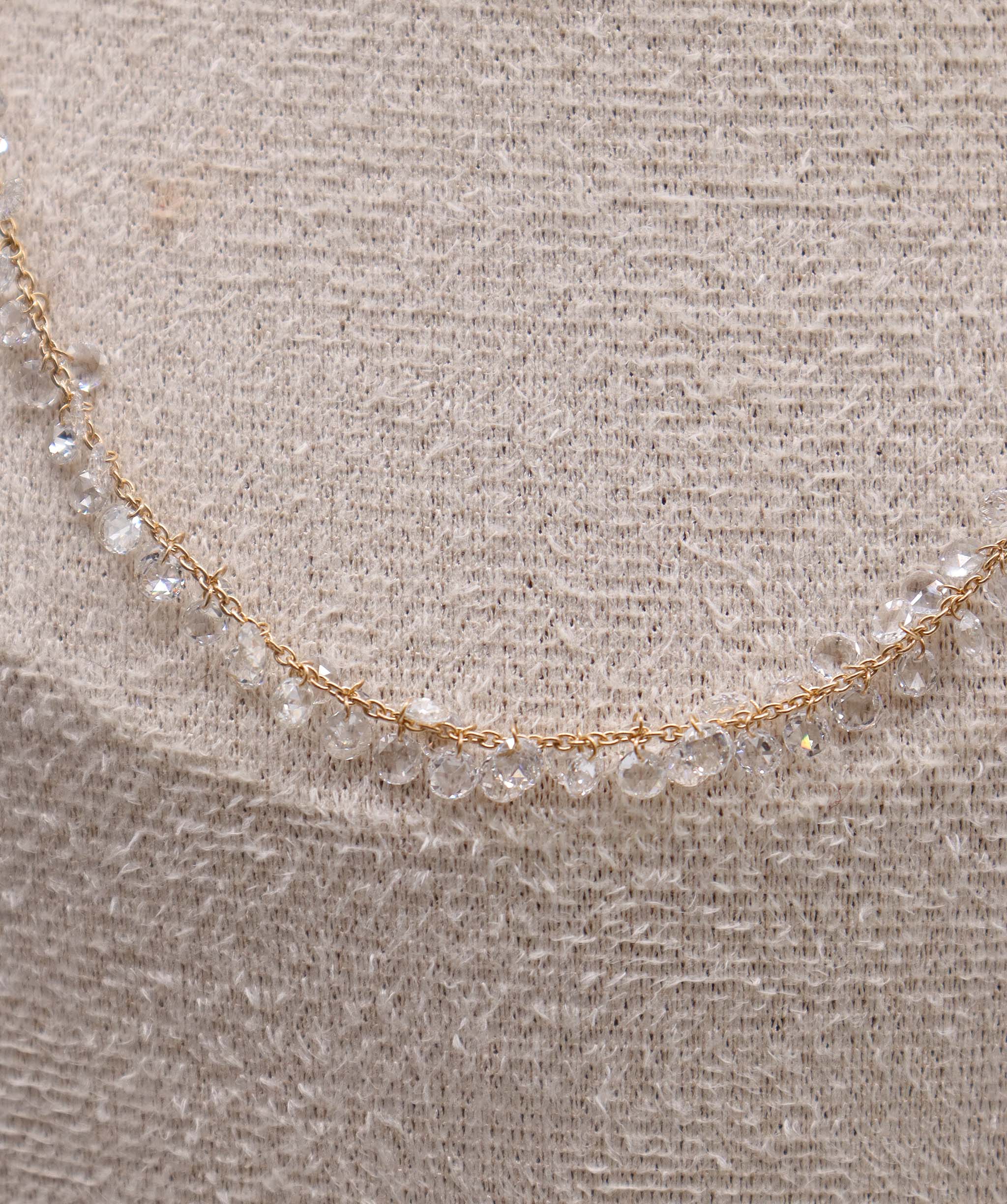 LUXURY PROMISE WHITE ROSECUT NECKLACE TW: 4.87CT GOLD:2.59G C12304