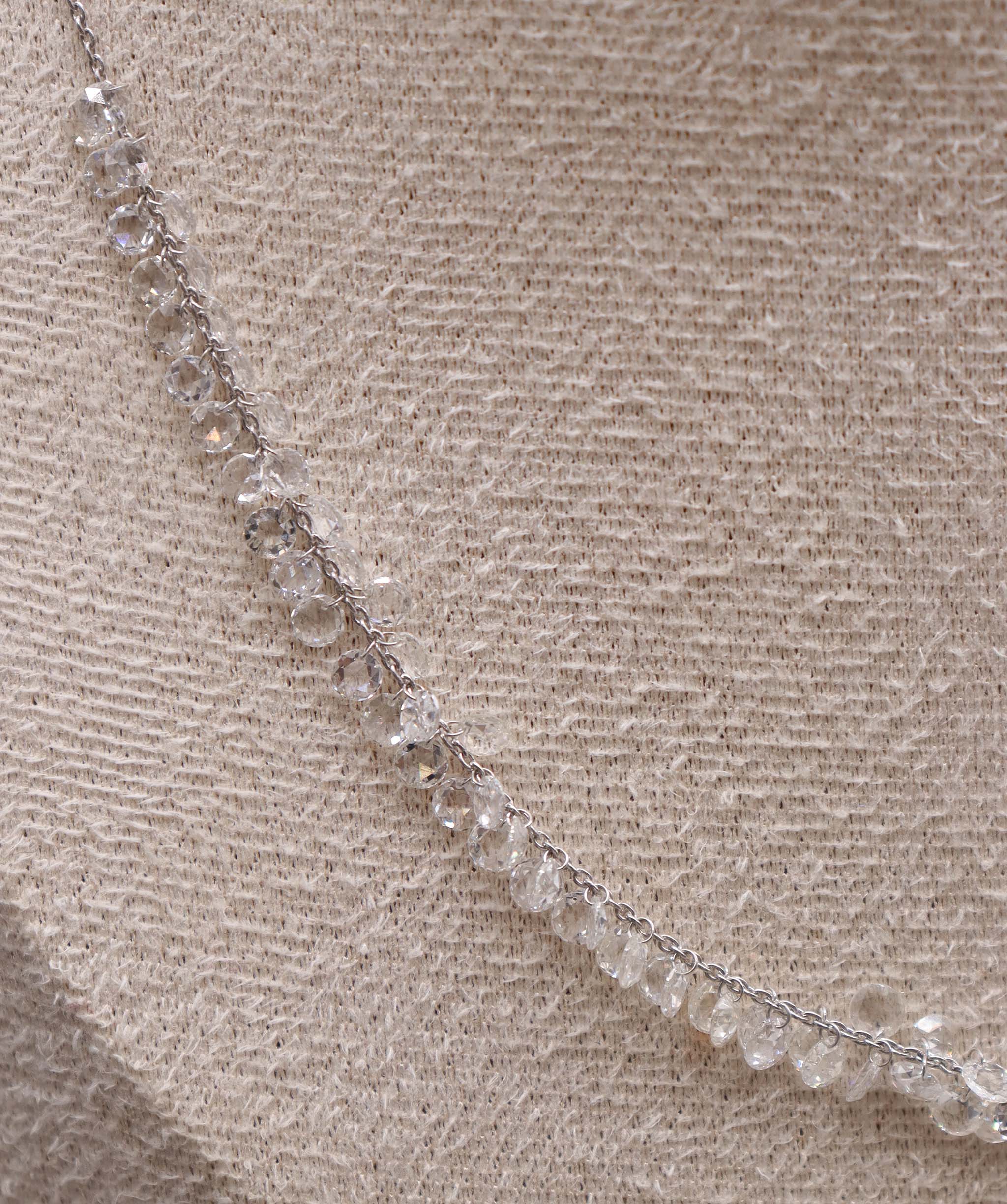 LUXURY PROMISE WHITE  ROSECUT NECKLACE TW:7.65CT GOLD:2.65G C8749