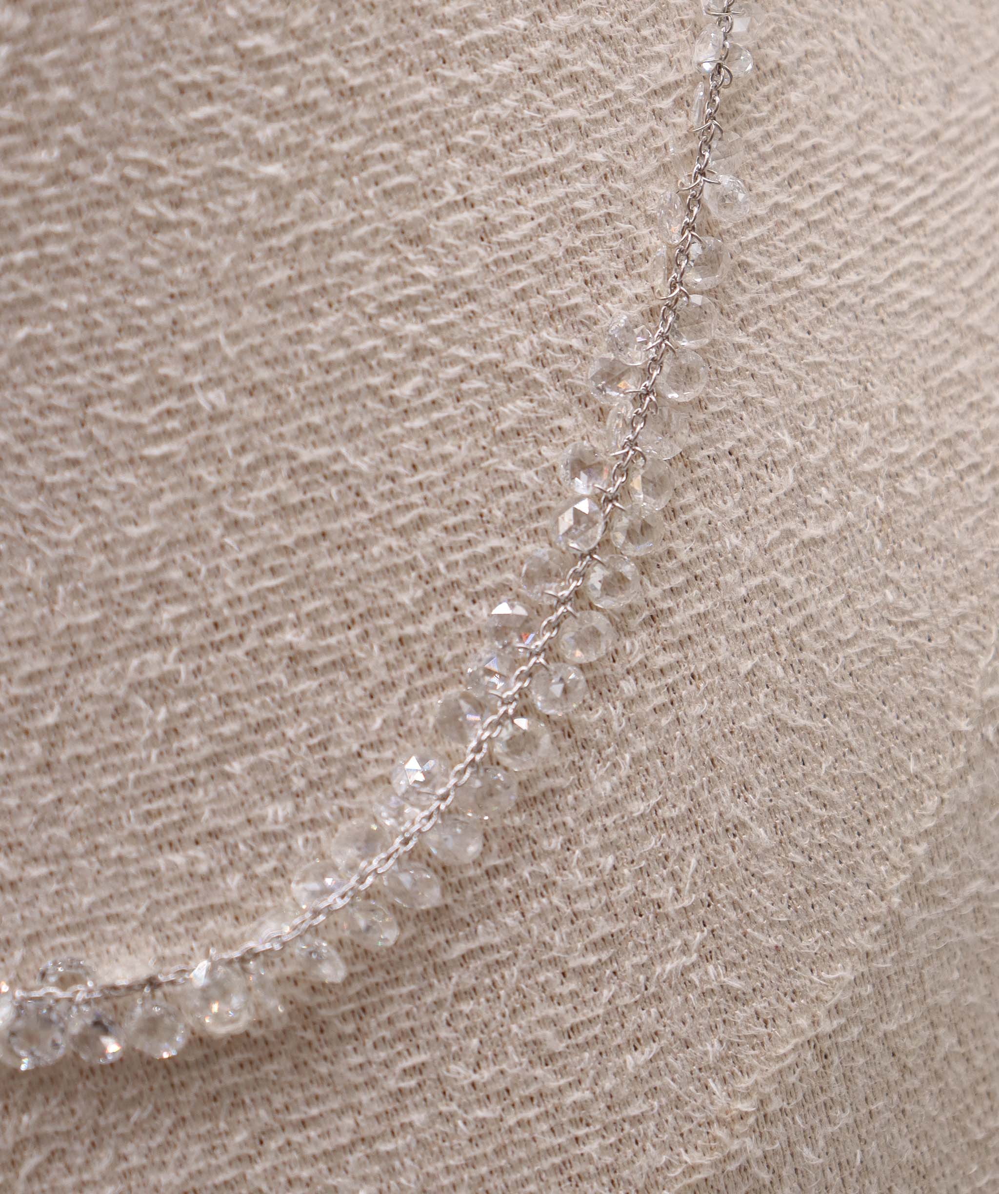 LUXURY PROMISE WHITE  ROSECUT NECKLACE TW:7.65CT GOLD:2.65G C8749