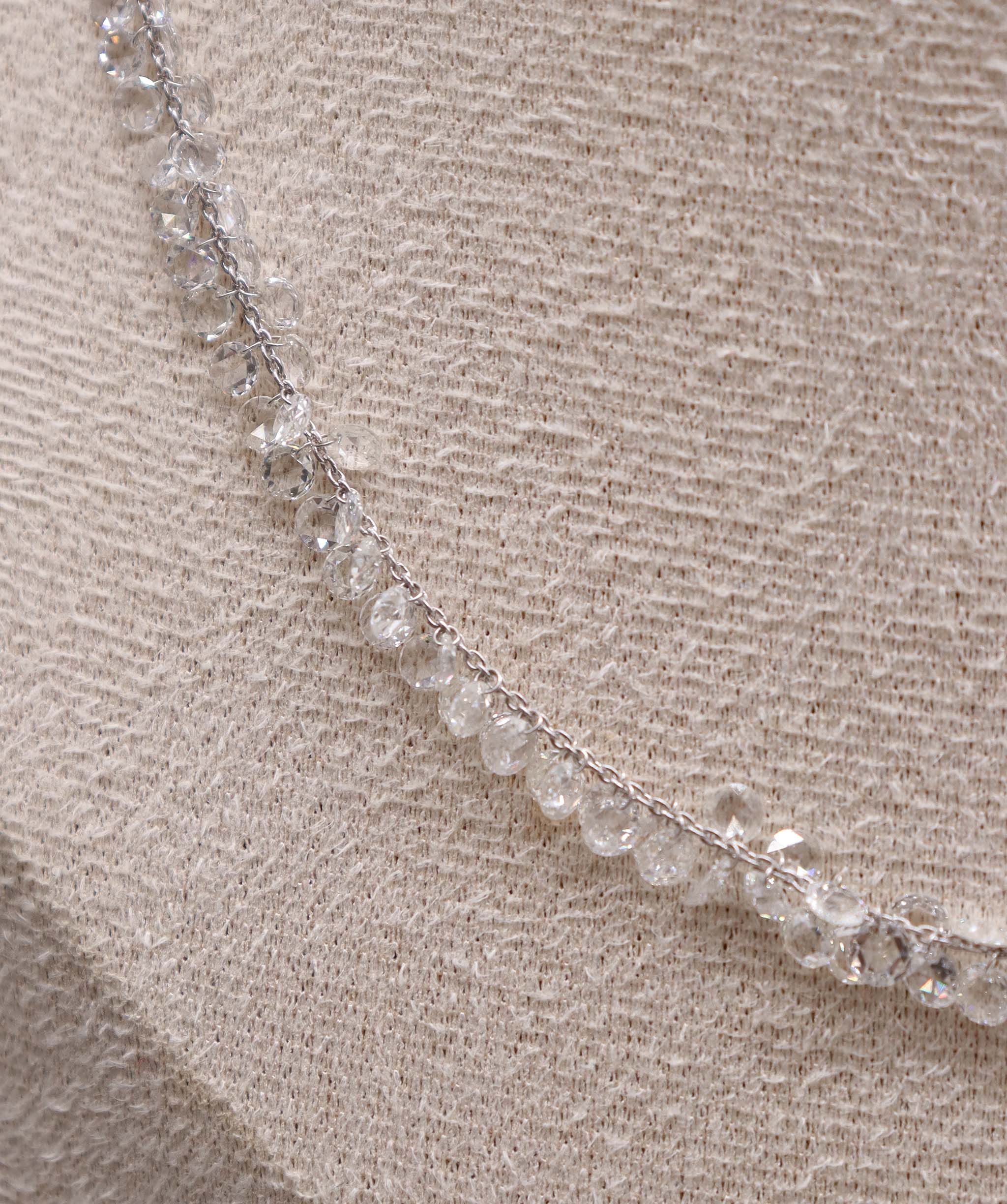 LUXURY PROMISE WHITE  ROSECUT NECKLACE TW:7.65CT GOLD:2.65G C8749