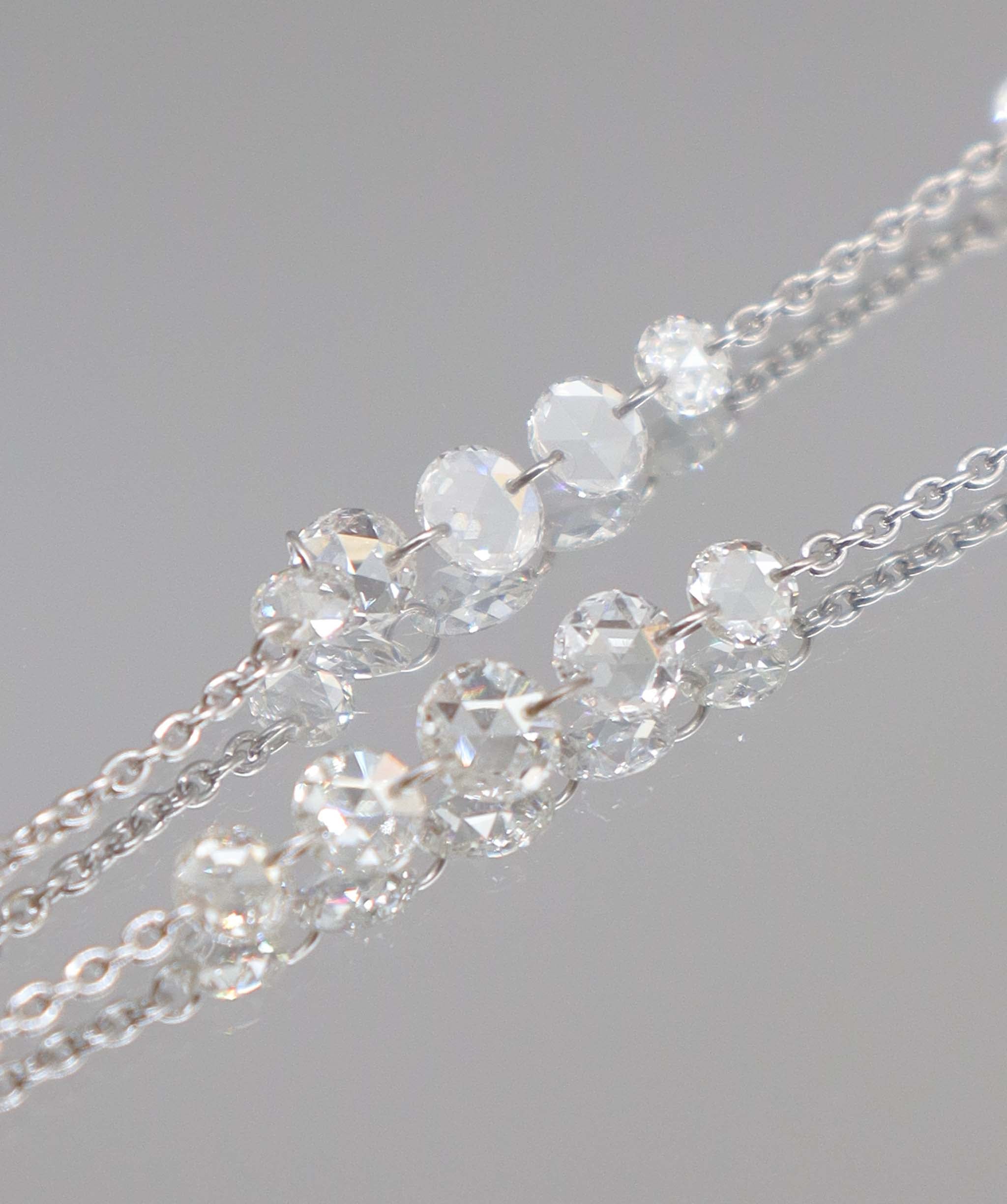 LUXURY PROMISE WHITE ROSECUT NECKLACE TW:9.76CT GOLD:2.49G C8871
