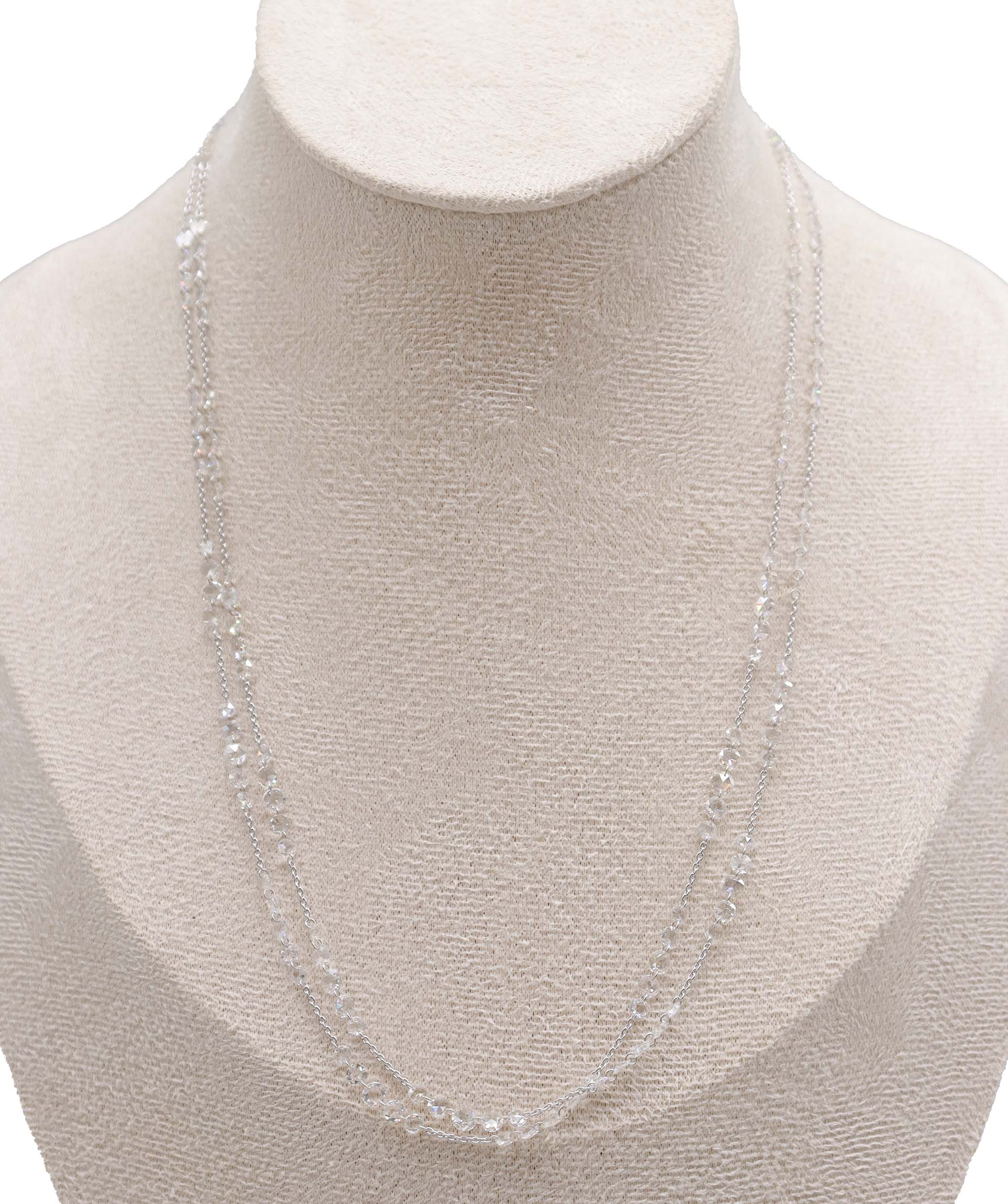 LUXURY PROMISE WHITE ROSECUT NECKLACE TW:9.76CT GOLD:2.49G C8871