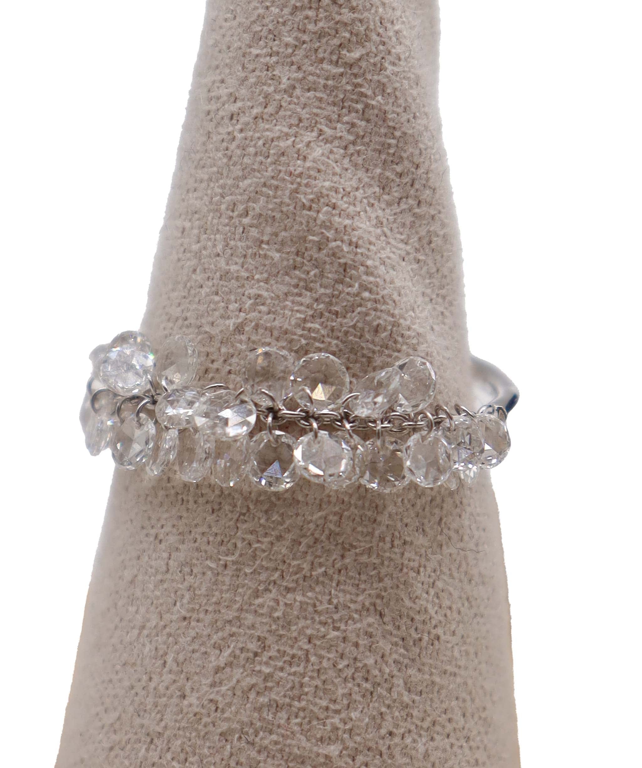 LUXURY PROMISE WHITE ROSECUT  RING SIZE 54 *CANT BE RESIZED*TW:1.21CT GOLD:0.87G R4424