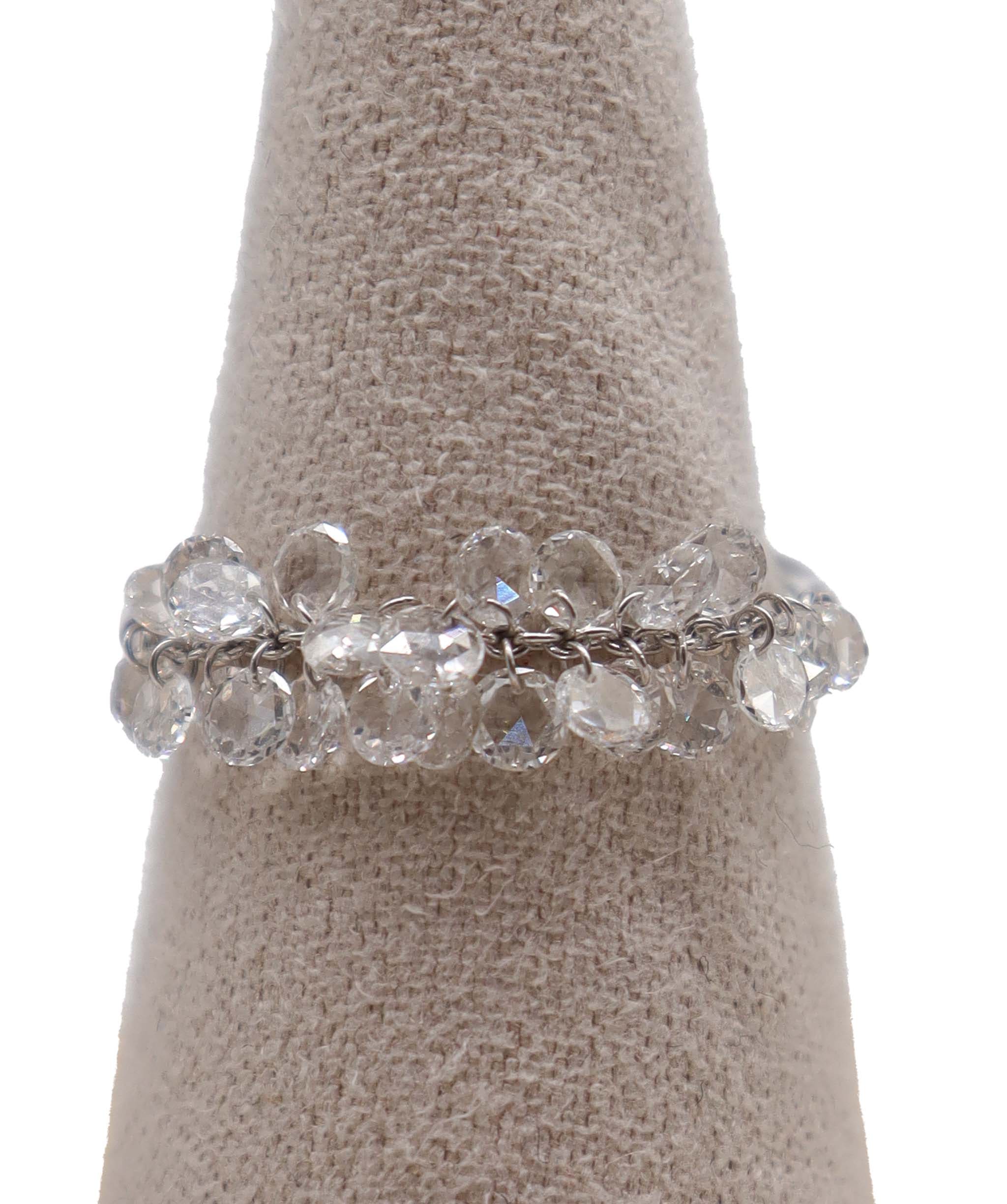 LUXURY PROMISE WHITE ROSECUT  RING SIZE 54 *CANT BE RESIZED*TW:1.21CT GOLD:0.87G R4424