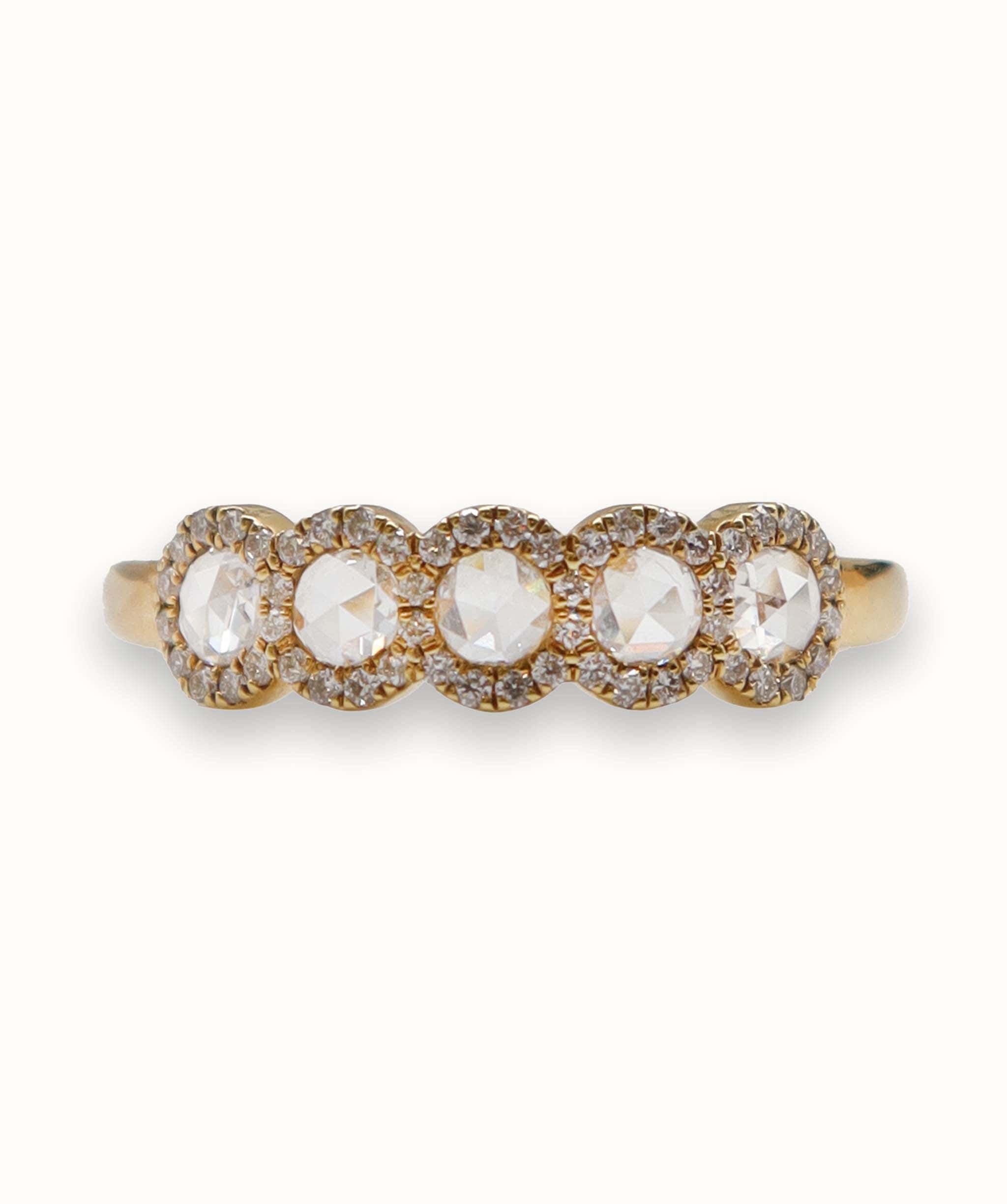 LUXURY PROMISE WHITE ROSECUT SMALL DIAMOND RIG SIZE54 TW:0.50CT GOLD:1.87G R3197