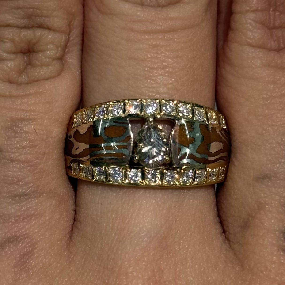 Luxury Promise Yellow Gold Band with Diamond Accents 18K / 6.90g, D0.48ct + 0.41ct / Size 7.75 US 024572 JJC0009