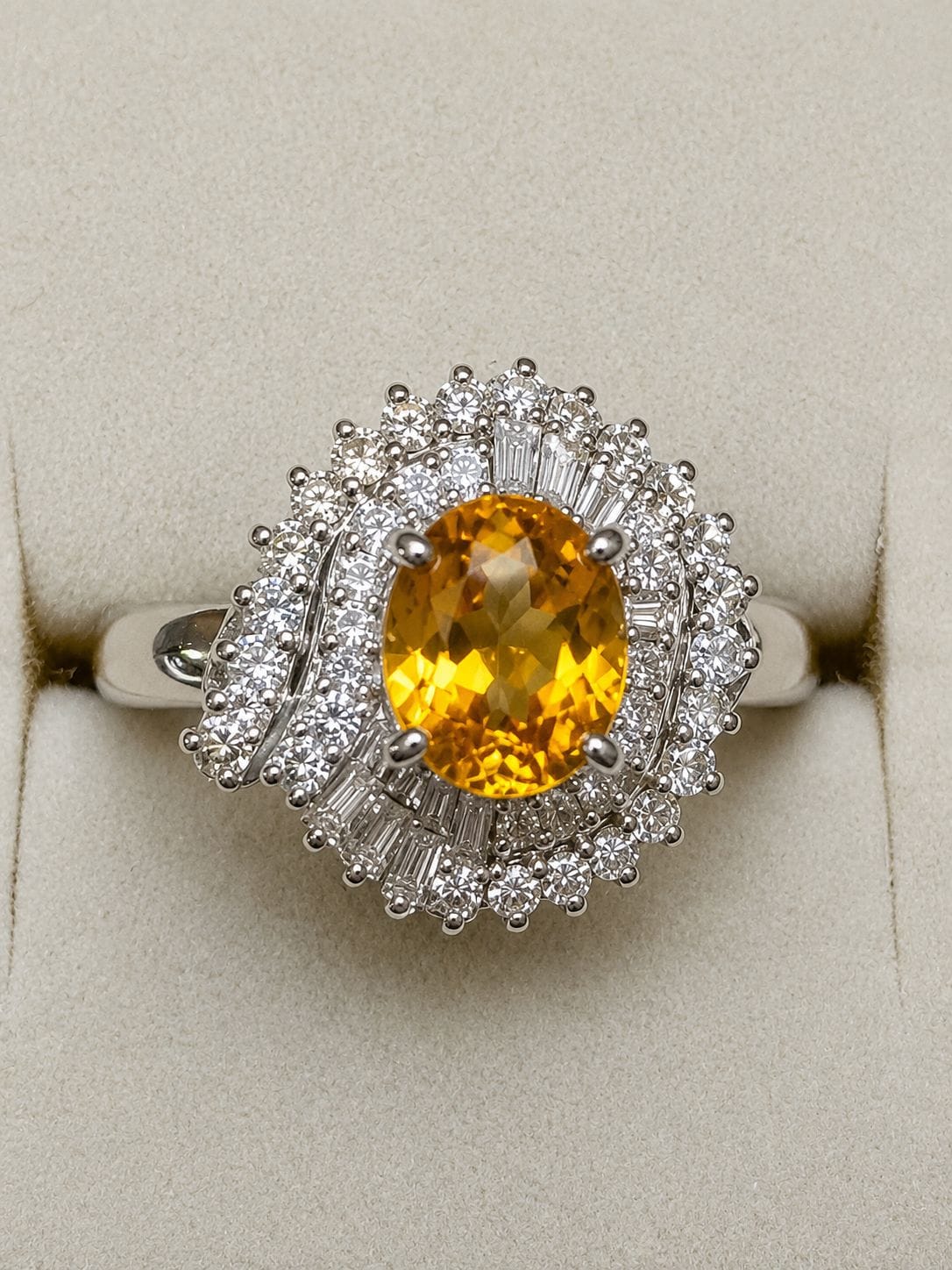 Luxury Promise Yellow Sapphire Diamond Ring in Pt900 / S1.17ct / D0.4ct 8025 JJC0763