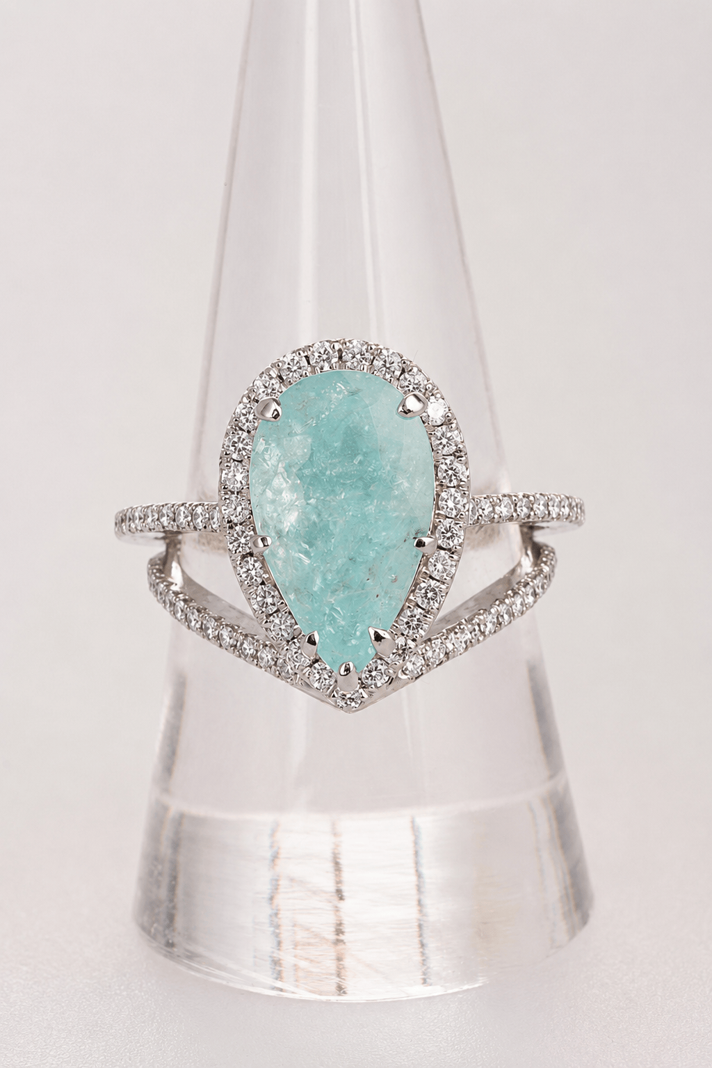 Luxury Promise Paraiba 6.57ct Blue Platinum Ring ALC4362