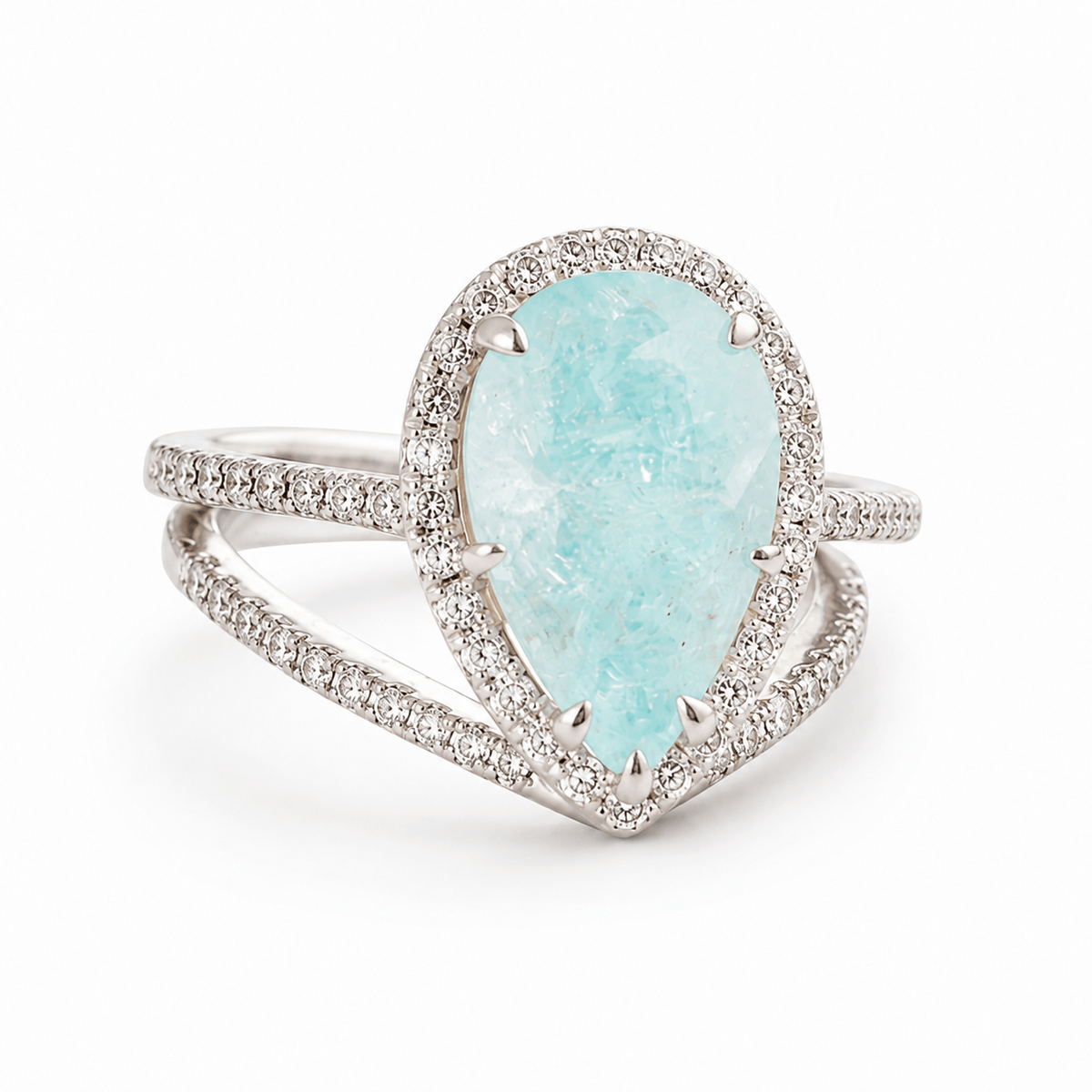 Luxury Promise Paraiba 6.57ct Blue Platinum Ring ALC4362