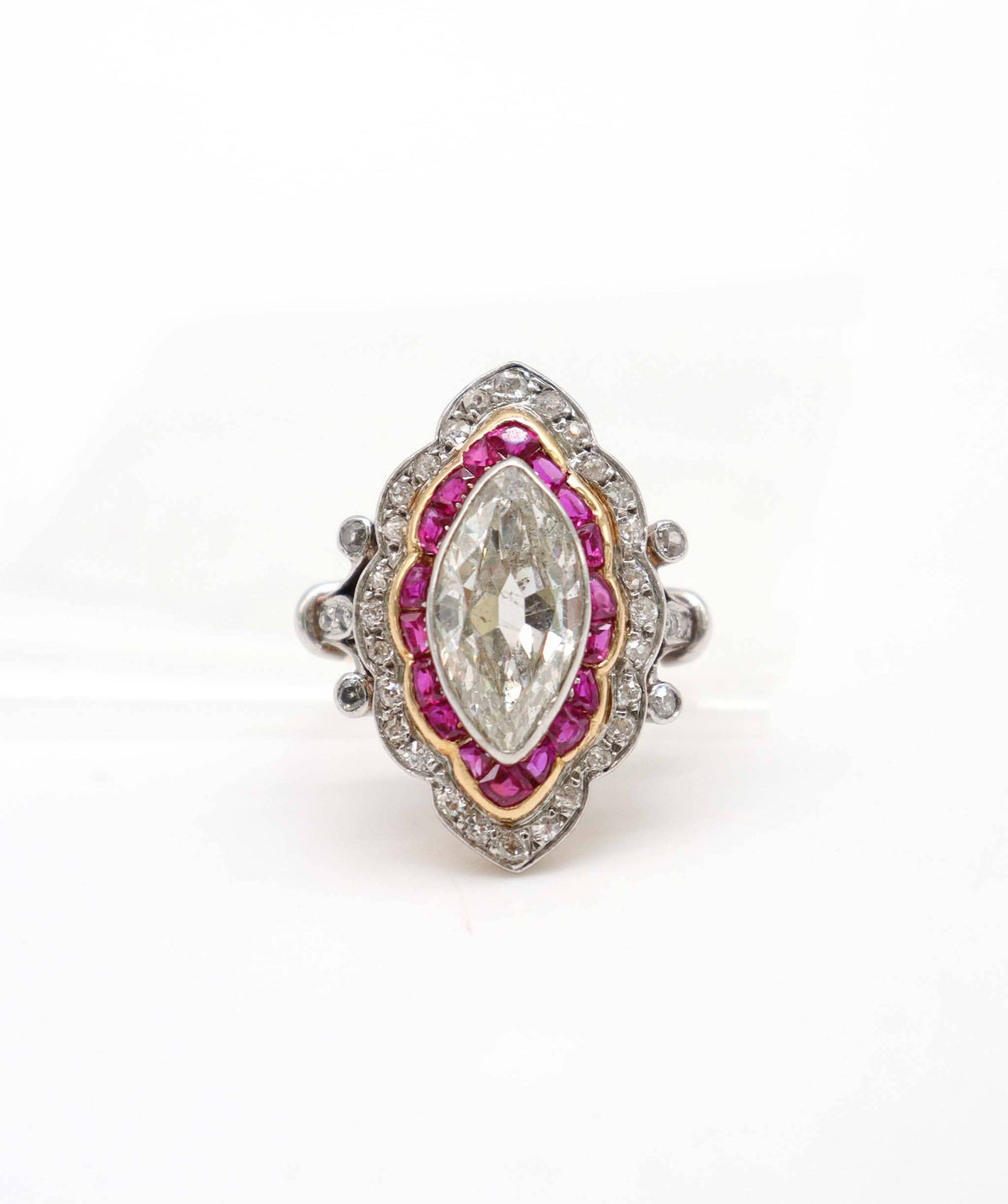 Luxury Promise A Diamond and Ruby Navette Ring WA23947
