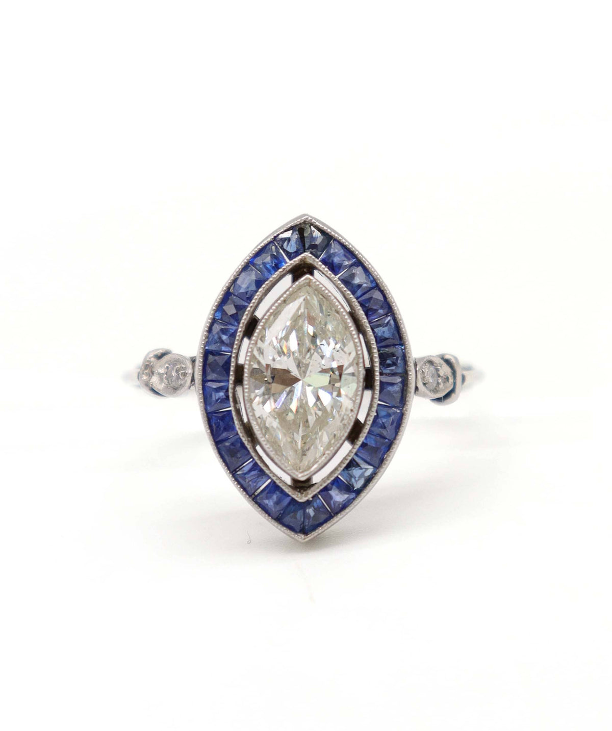Luxury Promise A Diamond and Sapphire Navette Ring WA90506