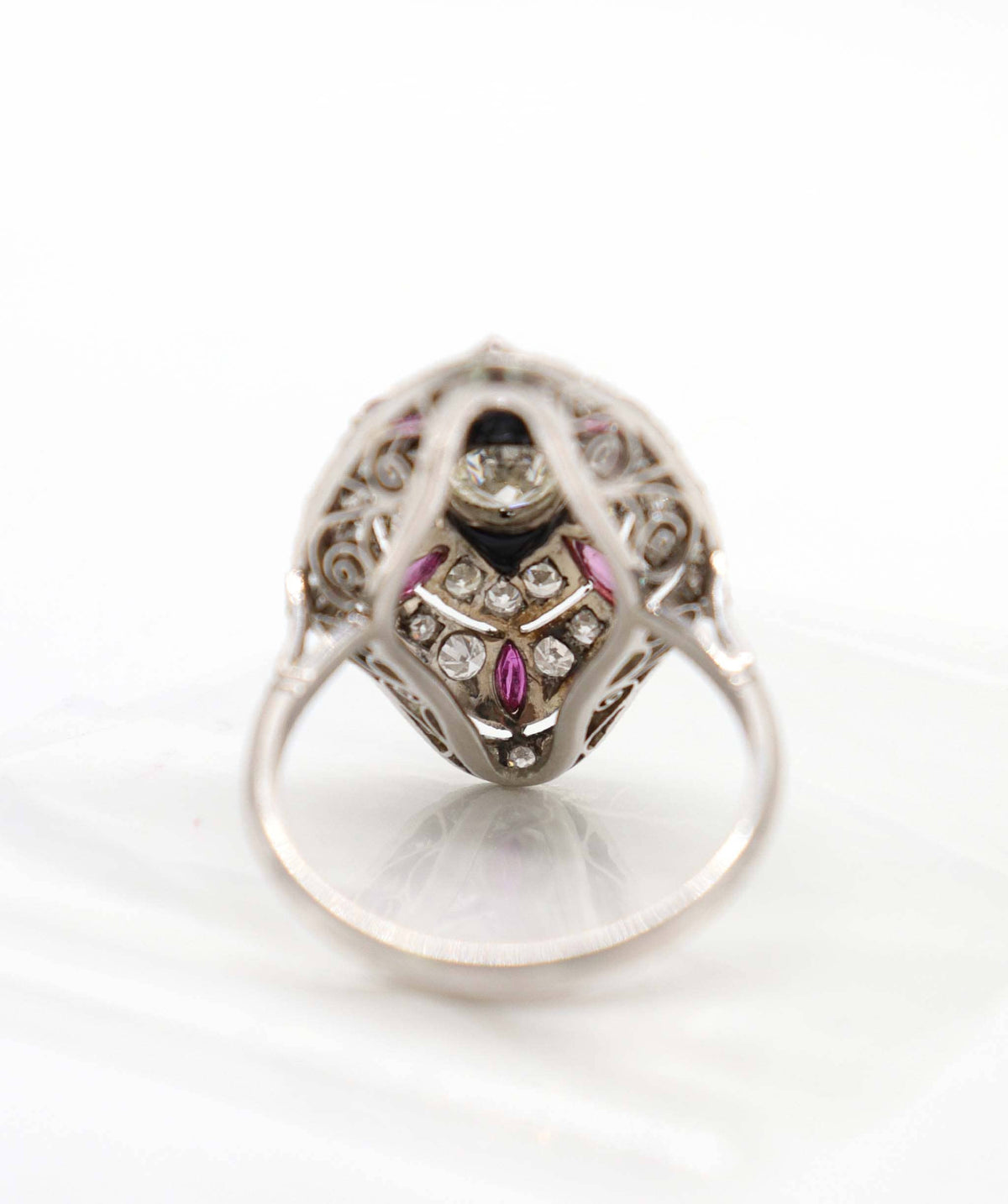 Luxury Promise A Marquise Ruby, Diamond and Onyx Ring WA90678