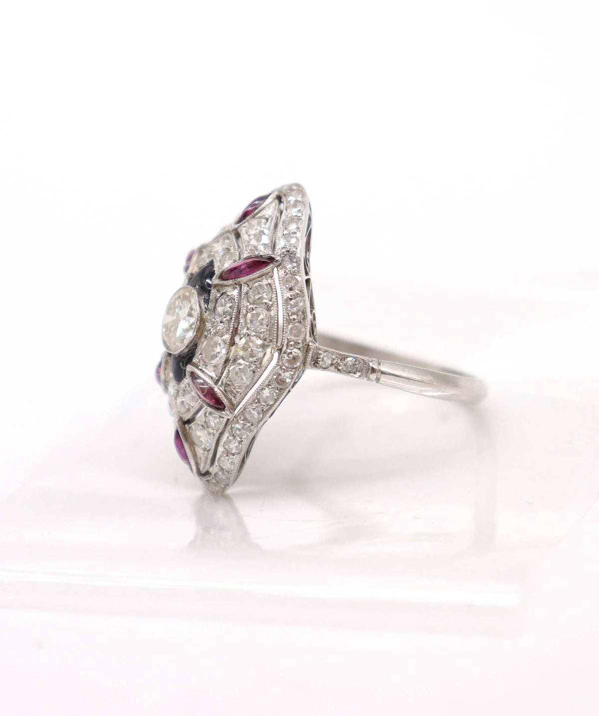 Luxury Promise A Marquise Ruby, Diamond and Onyx Ring WA90678