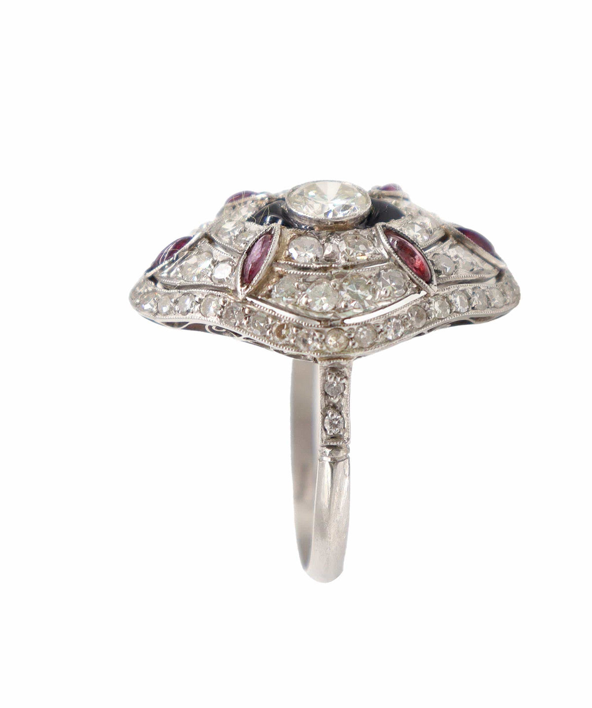 Luxury Promise A Marquise Ruby, Diamond and Onyx Ring WA90678