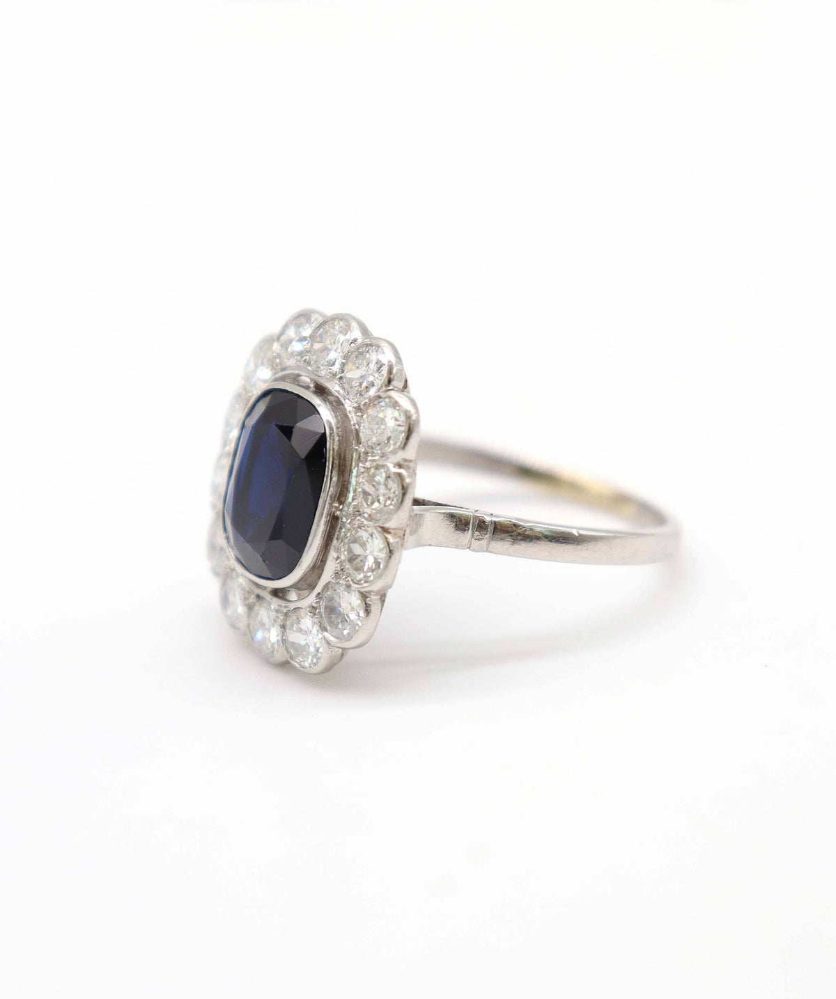 Luxury Promise Antique Sapphire and Diamond Cluster Ring WA90846