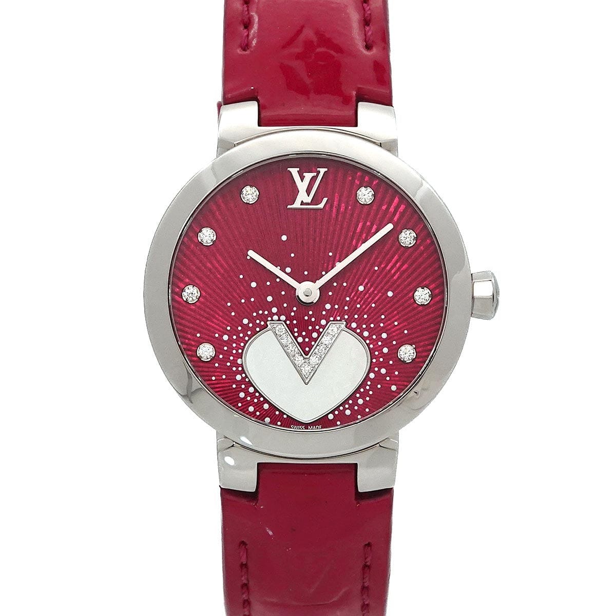 LUXURY PROMISE LOUIS VUITTON Tambour Q1J05 Diamond Pink Dial Ladies Watch 90298860
