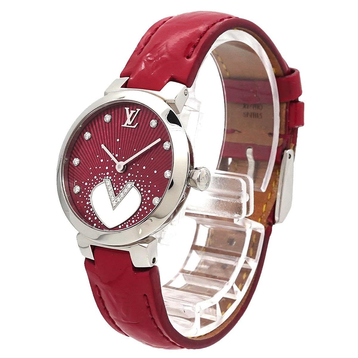 LUXURY PROMISE LOUIS VUITTON Tambour Q1J05 Diamond Pink Dial Ladies Watch 90298860