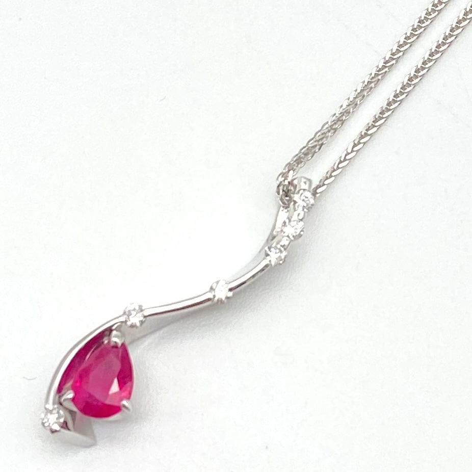 LUXURY PROMISE K18WG/750 Ruby Pen Necklace ITALY R0.63 D0.20 4.9 Medium So 50798