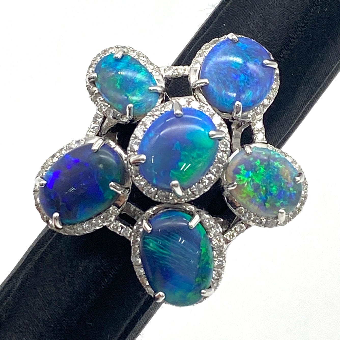 LUXURY PROMISE K18WG Black Opal Ring BOP12.98 D1.32 21.8 GIA 51246 US6.5
