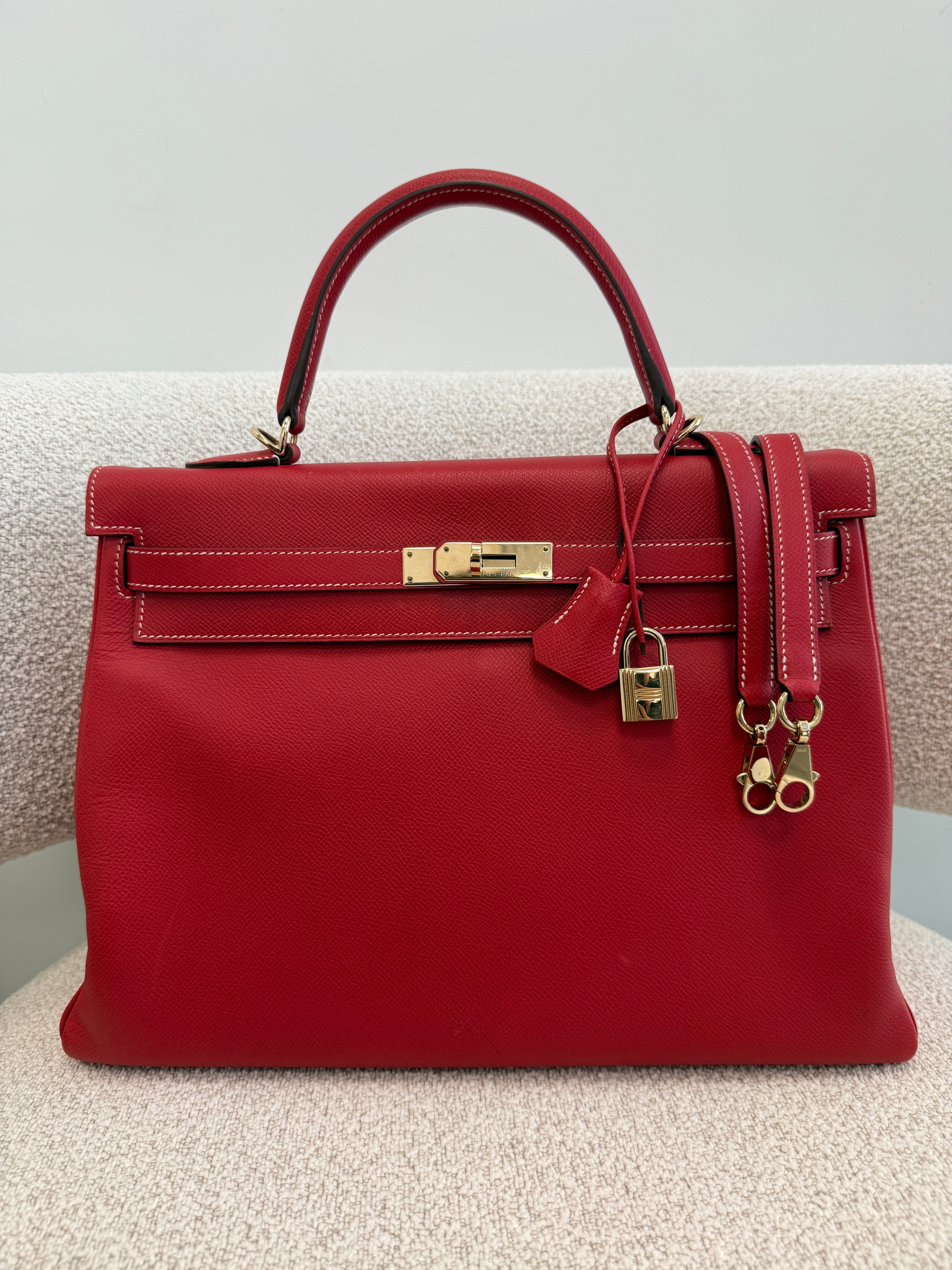 LUXURY PROMISE PRELOVED HERMÈS KELLY 35CM ROUGE CASAQUE Epsom Leather Permabrass Hardware