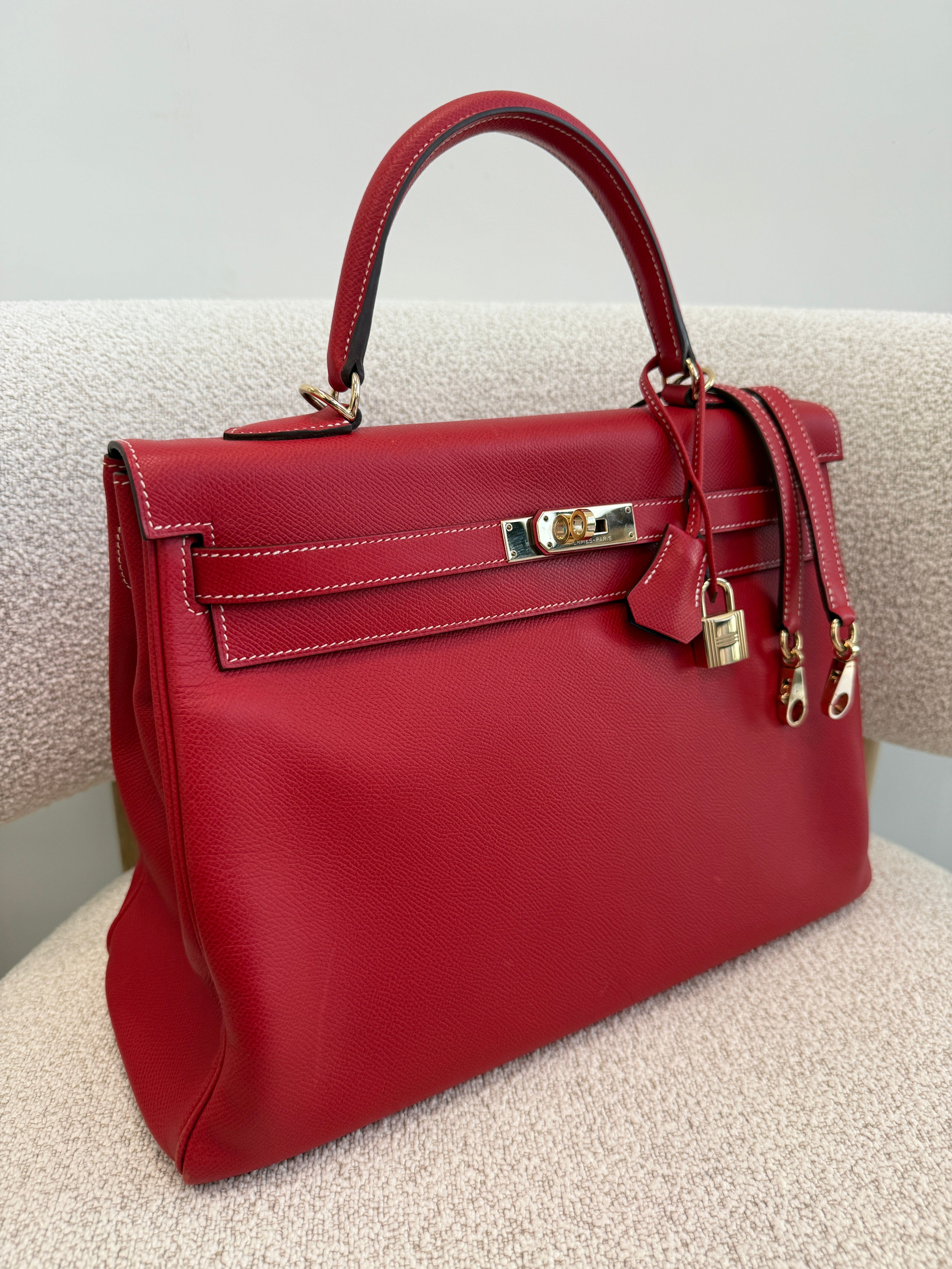 LUXURY PROMISE PRELOVED HERMÈS KELLY 35CM ROUGE CASAQUE Epsom Leather Permabrass Hardware