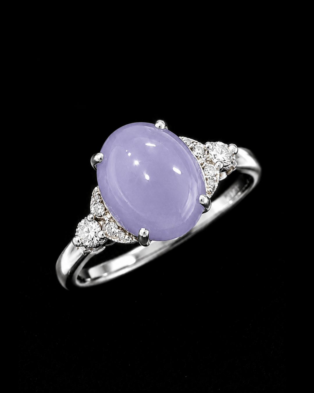 Luxury Promise Lavender Jade Diamond Ring in Pt900 / J4.19ct / D0.23ct 9901 JJC0735