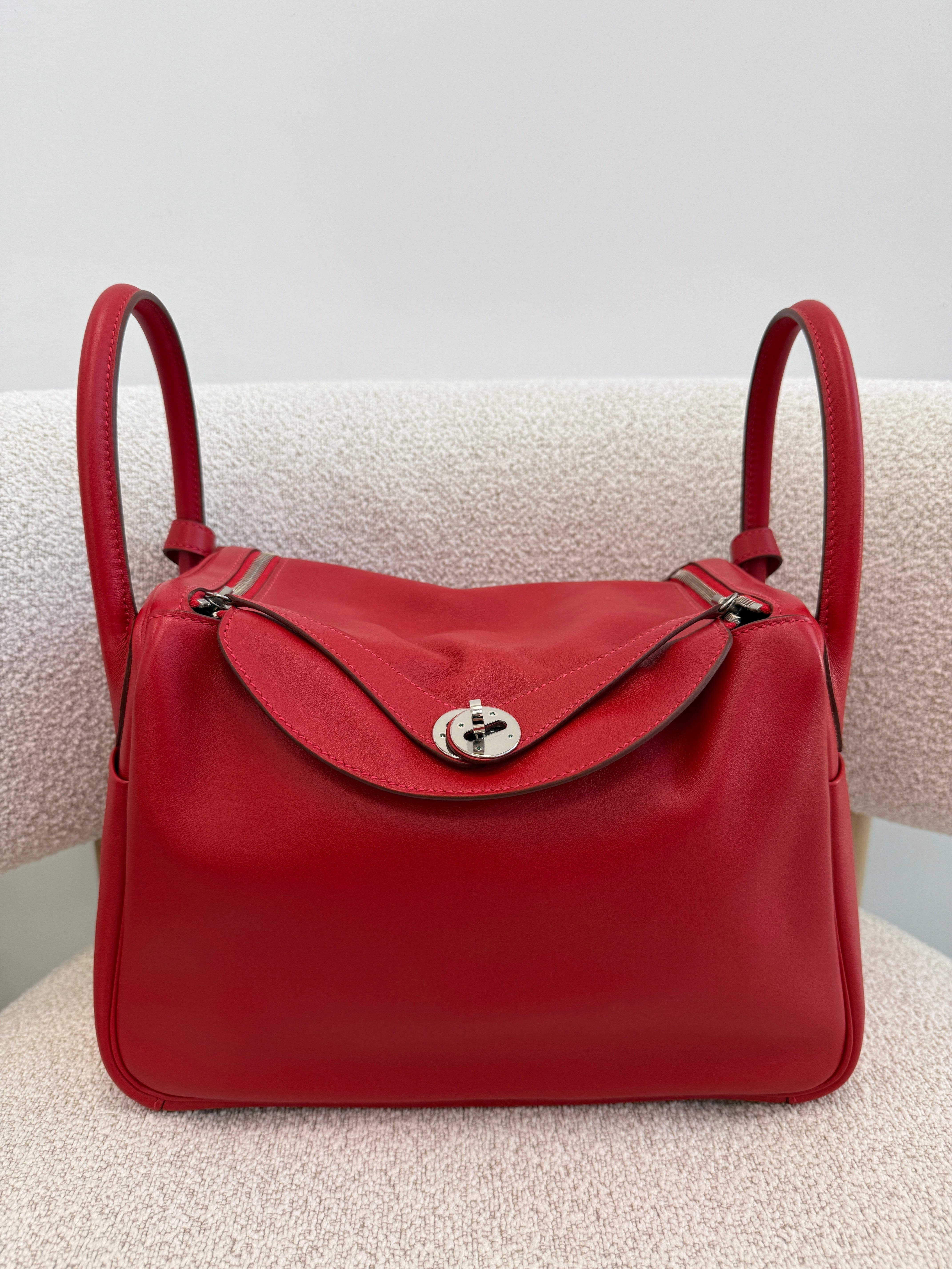 LUXURY PROMISE PRELOVED HERMÈS LINDY 30CM ROUGE CASAQUE Swift Leather Palladium Hardware