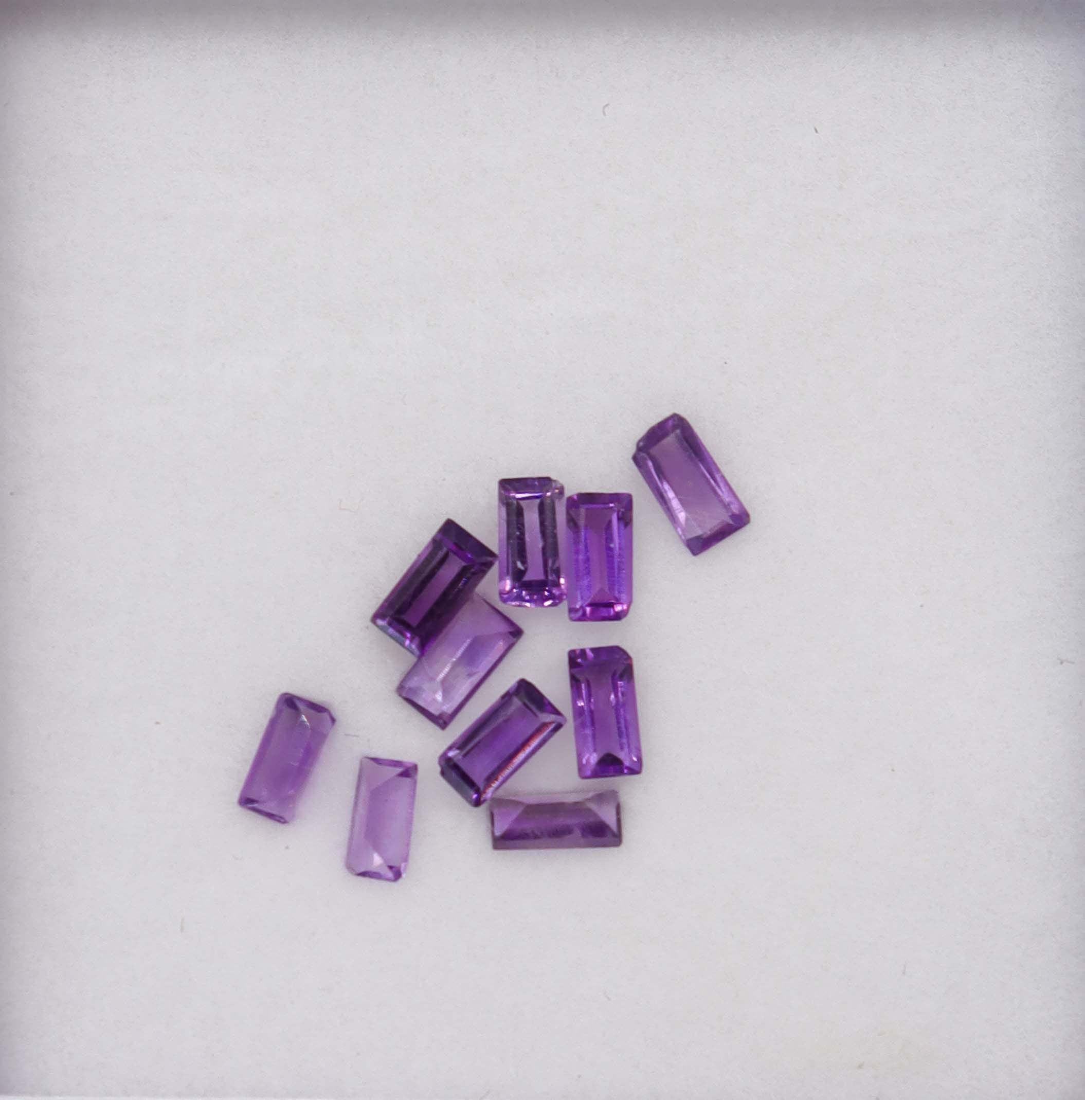 Luxury Promise 0.96ct Amethyst ring bagette set DXBCS6144