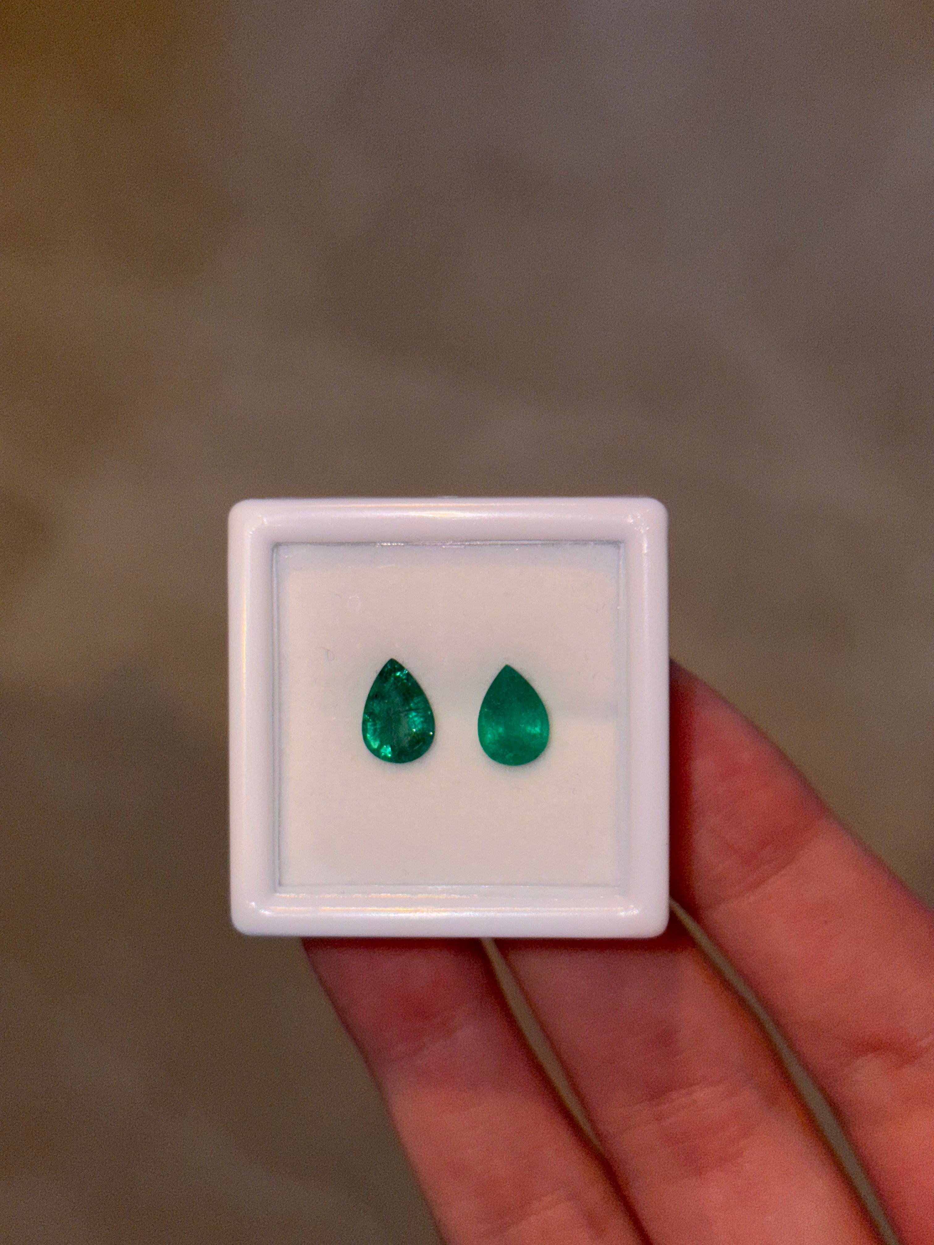 Luxury Promise 1.55ct Emerald Pear PAIR  THAIC1471