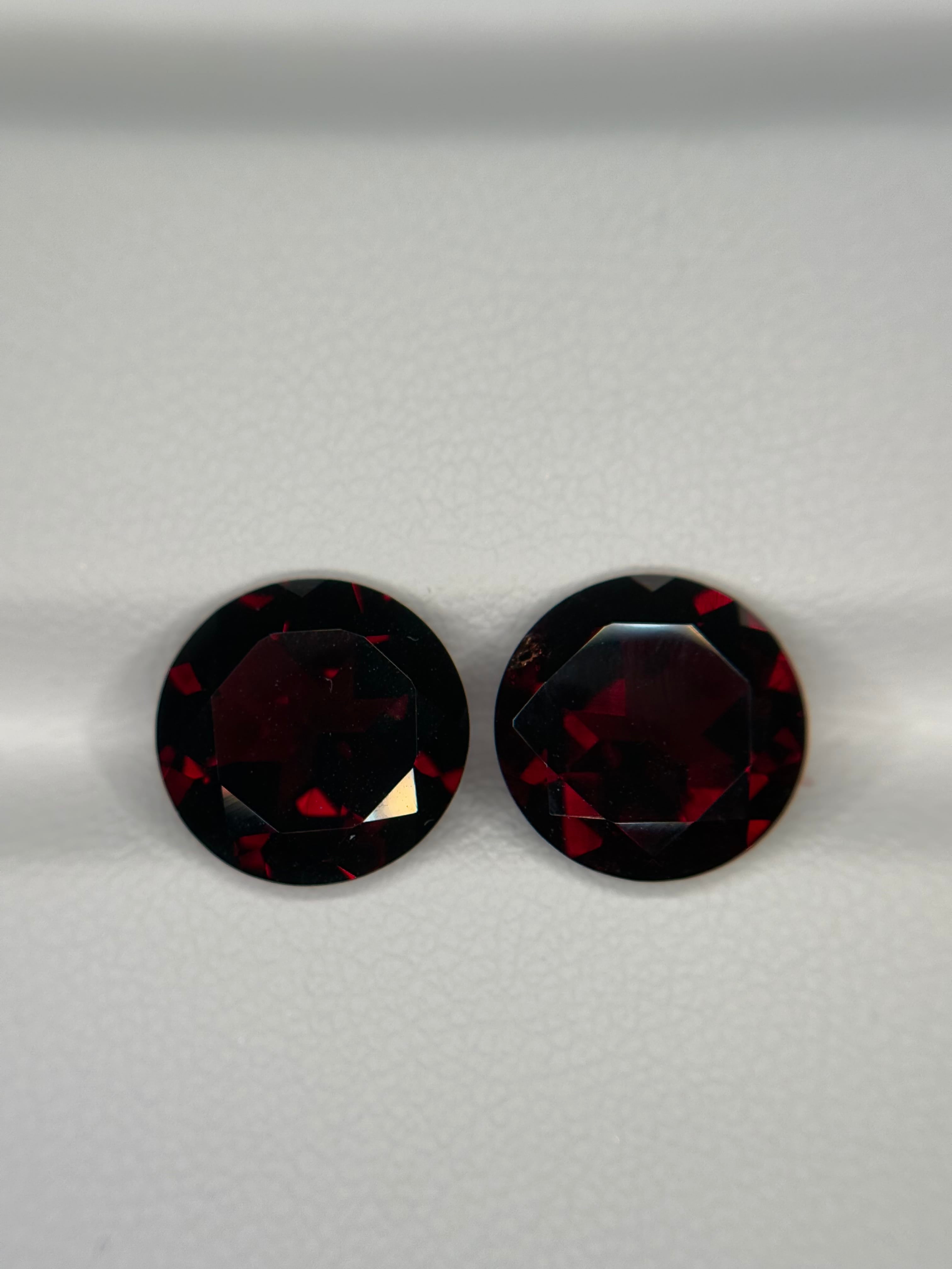Luxury Promise 10.50ct Red Garnet Round PAIR THAIC0646