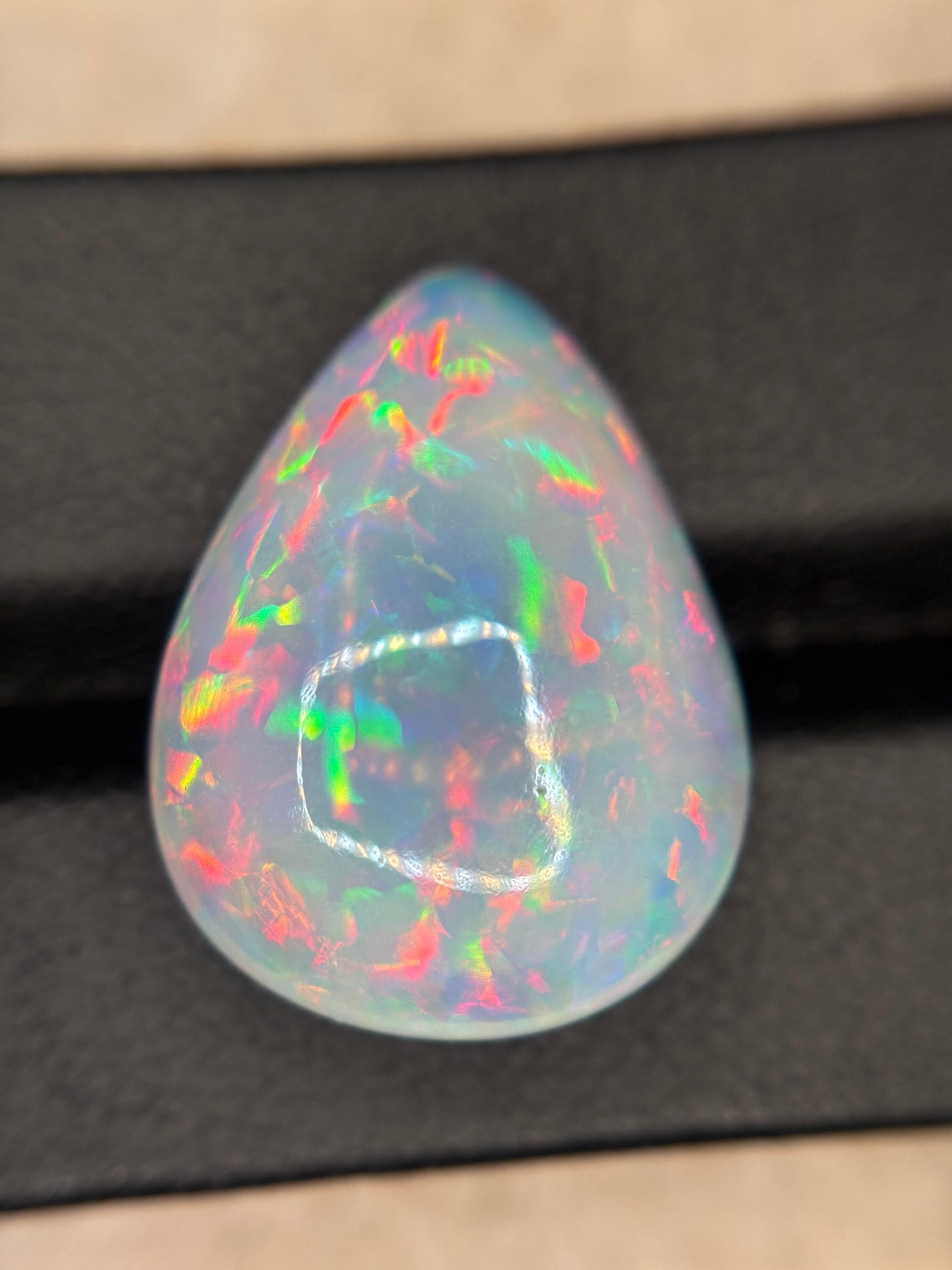 Luxury Promise 20.35ct WhiteOpal Cab Pear THAIC0463