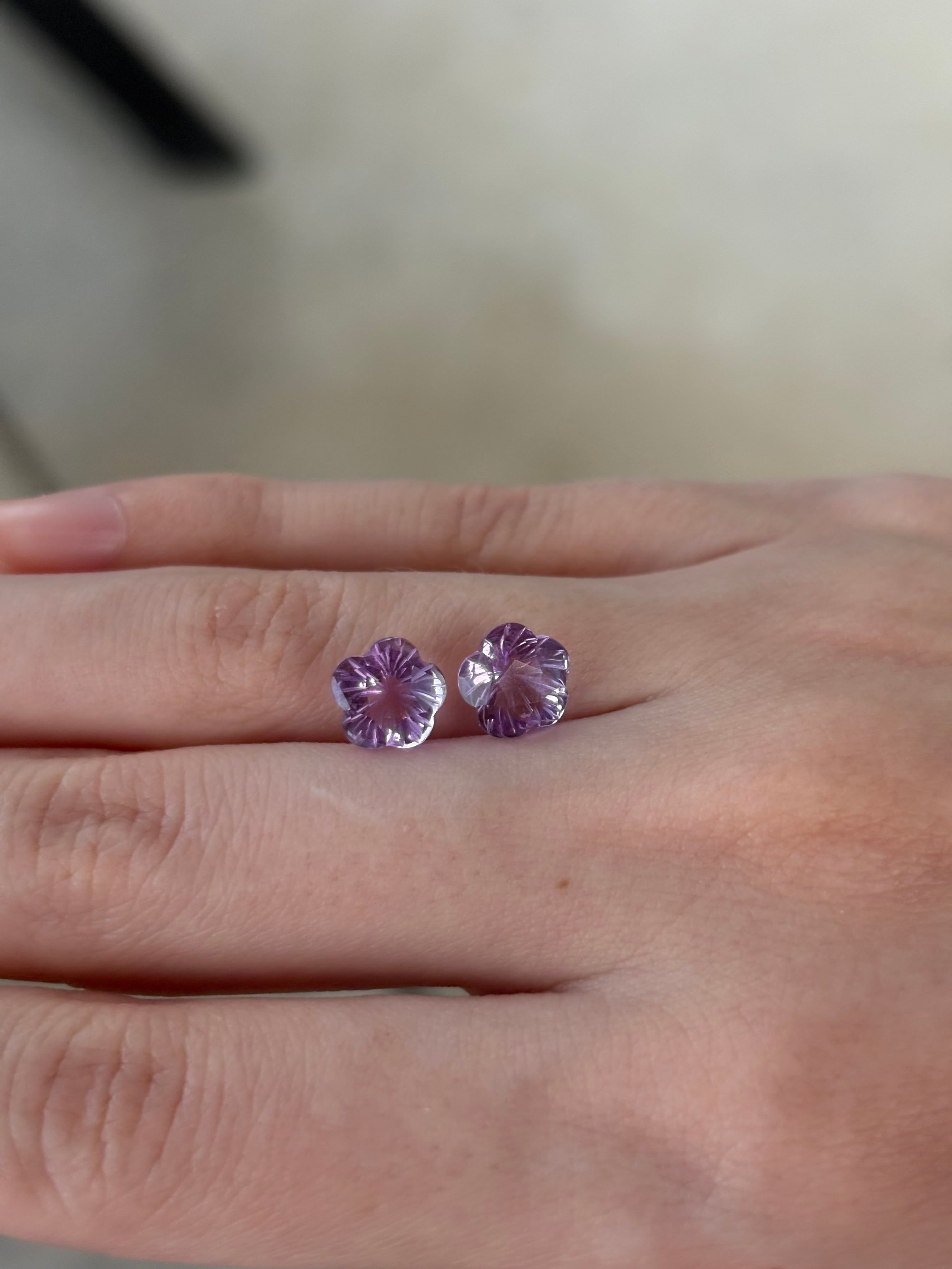 Luxury Promise 3.00CT Fantasy Amethyst Flowers PAIR DXBCS5104