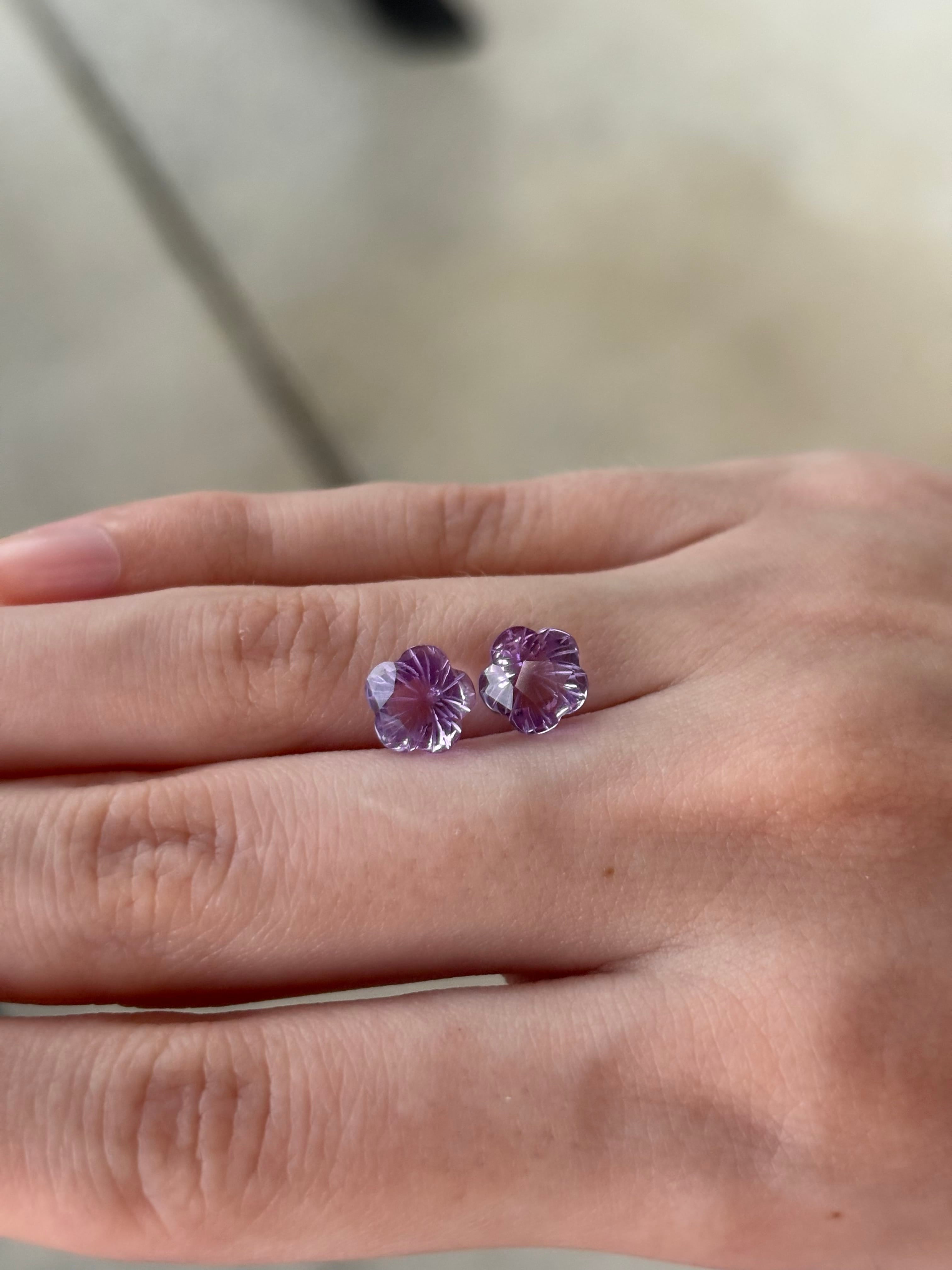 Luxury Promise 3.00CT Fantasy Amethyst Flowers PAIR DXBCS5104
